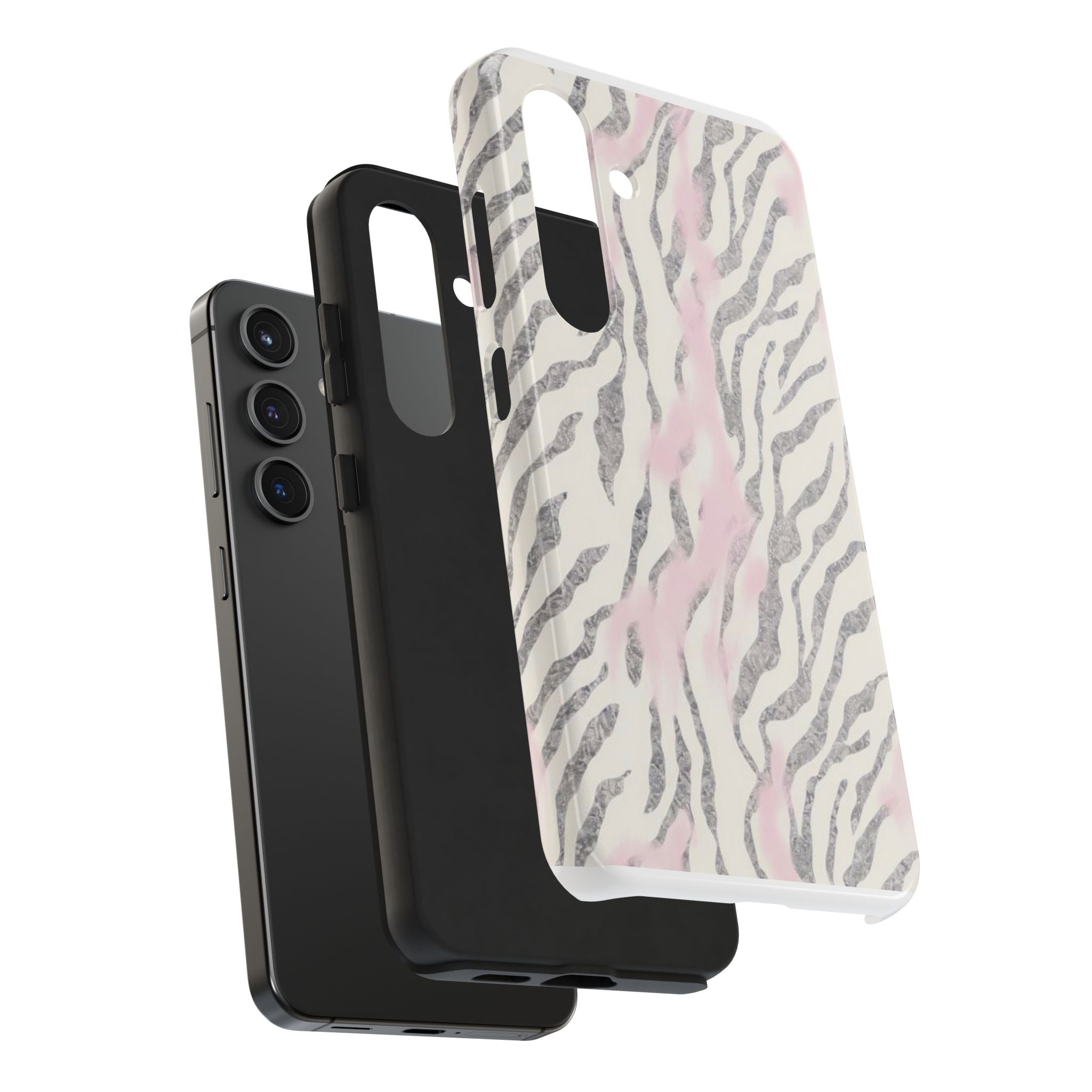 Zebra Blush Tough Phone Case — Pink Marble Animal Print Protective Cover