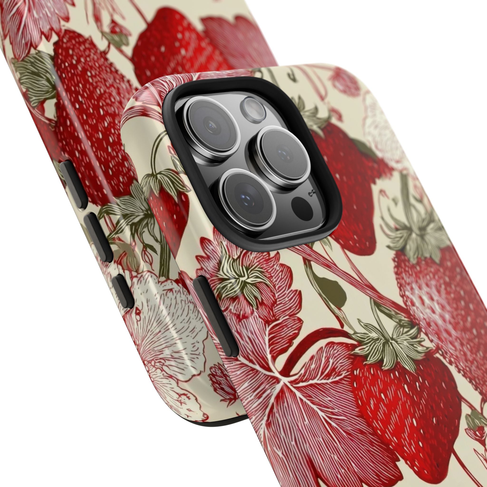 Strawberry Vintage Tough Phone Case — Protective Floral iPhone Cover
