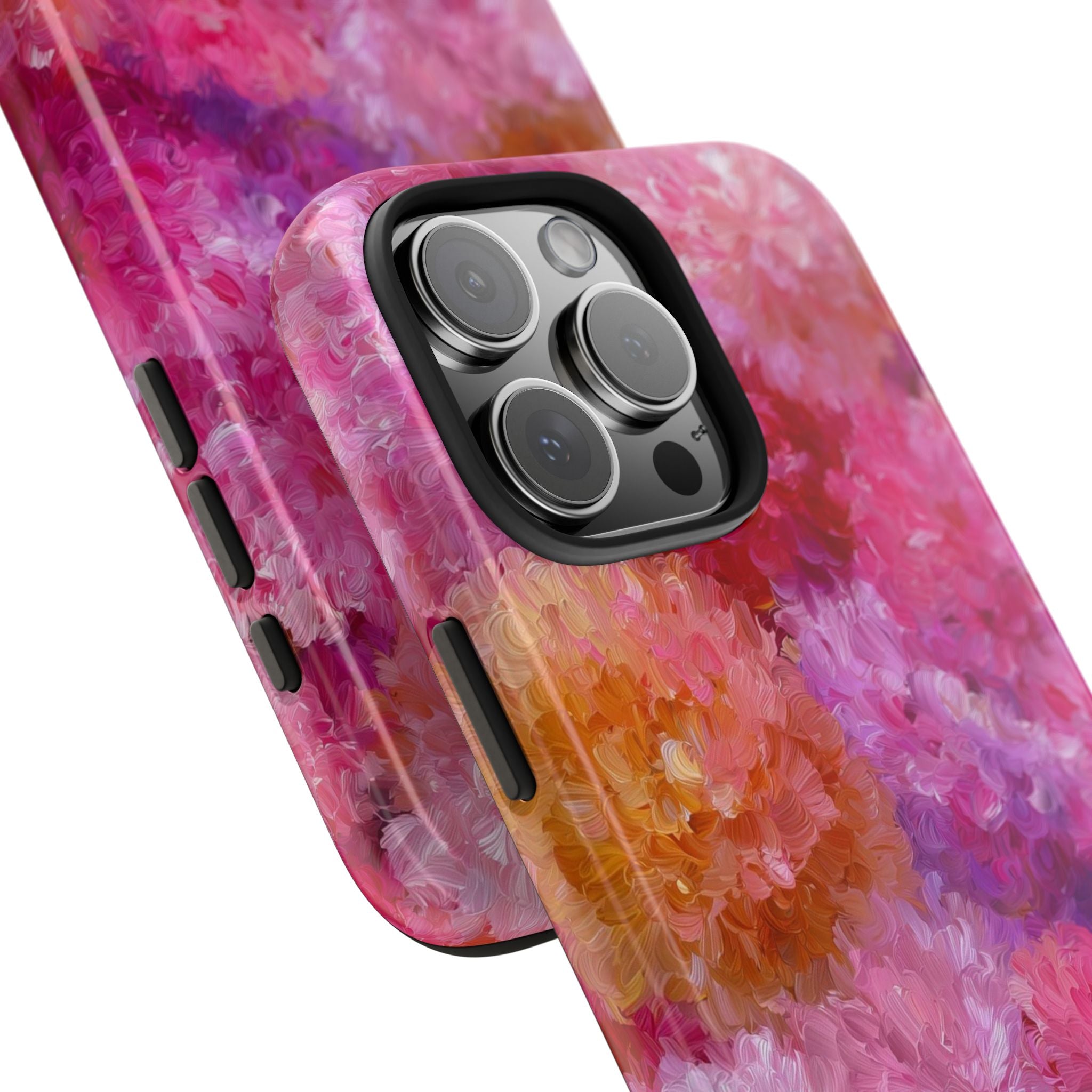 Floral Burst Tough Phone Case — Pink Watercolor Peony Protective Cover
