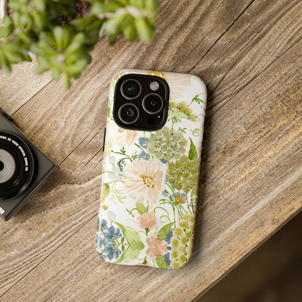 Floral Watercolor Phone Case — Pastel Garden Tough Case