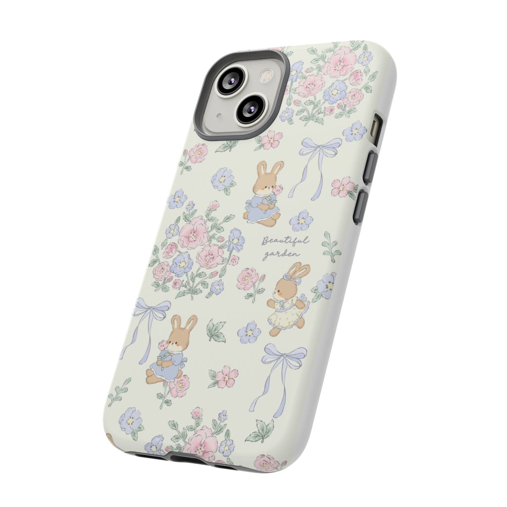 Floral Bunny Phone Case — "Beautiful Garden" Protective iPhone Cover