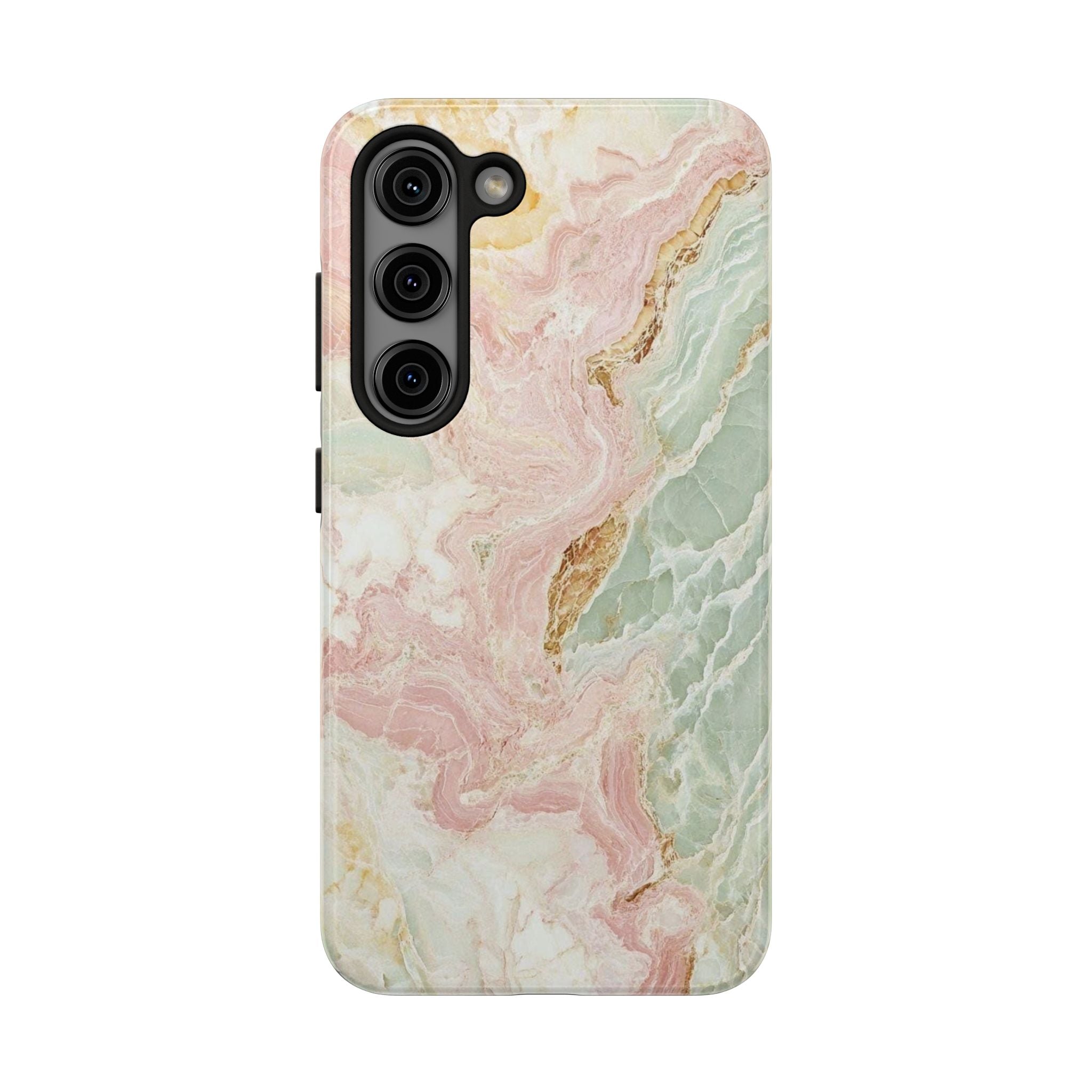 Pastel Marble Tough Phone Case – Protective iPhone Cover with Pink & Mint Swirl