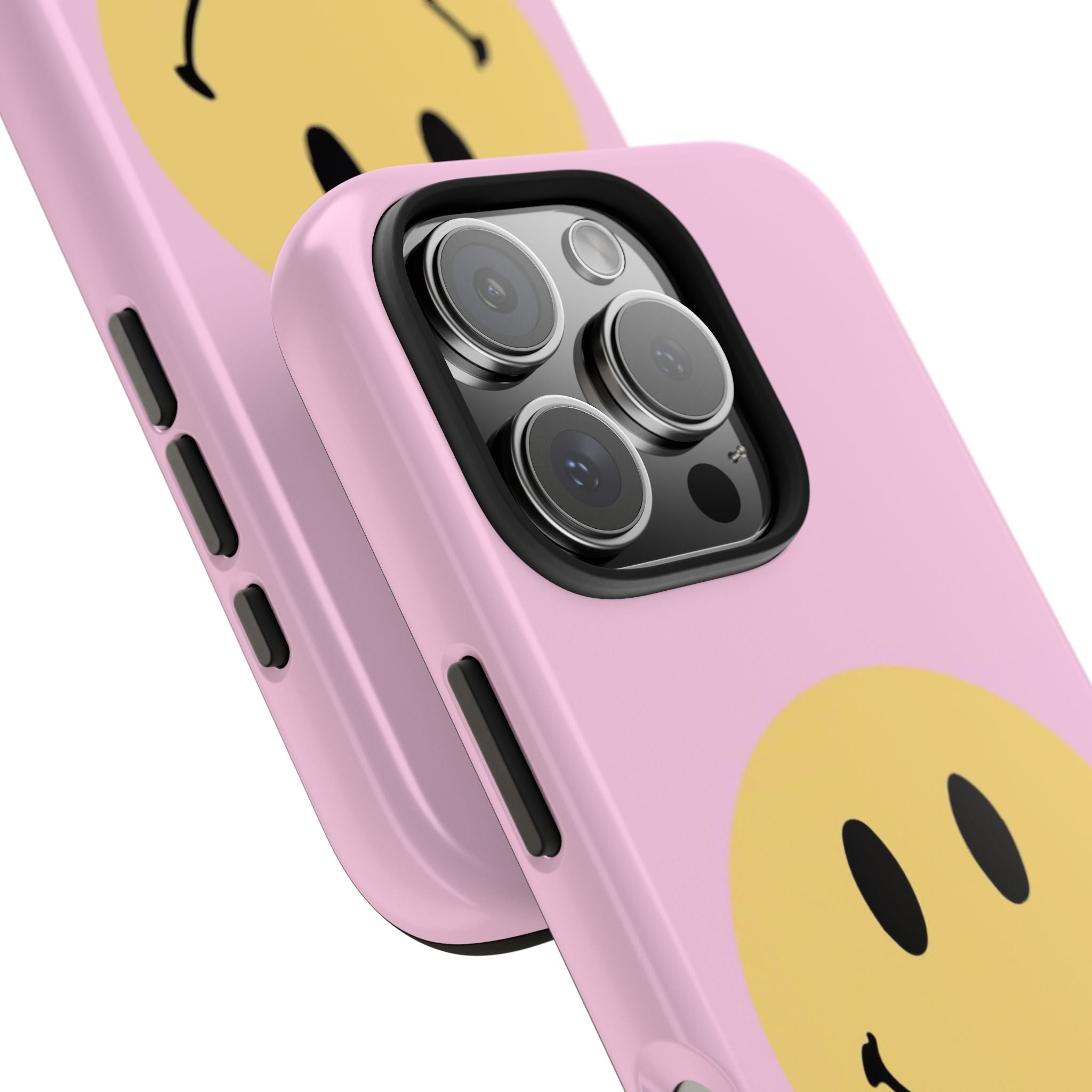 Smiley Pink Tough Phone Case — Cute Retro Happy Face Protective Cover