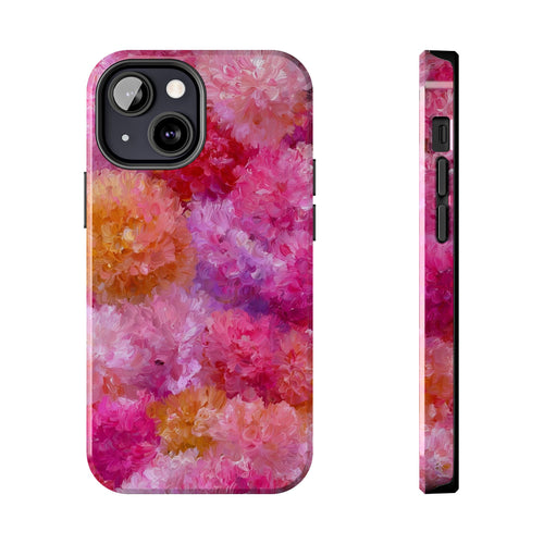 Floral Burst Tough Phone Case — Pink Watercolor Peony Protective Cover
