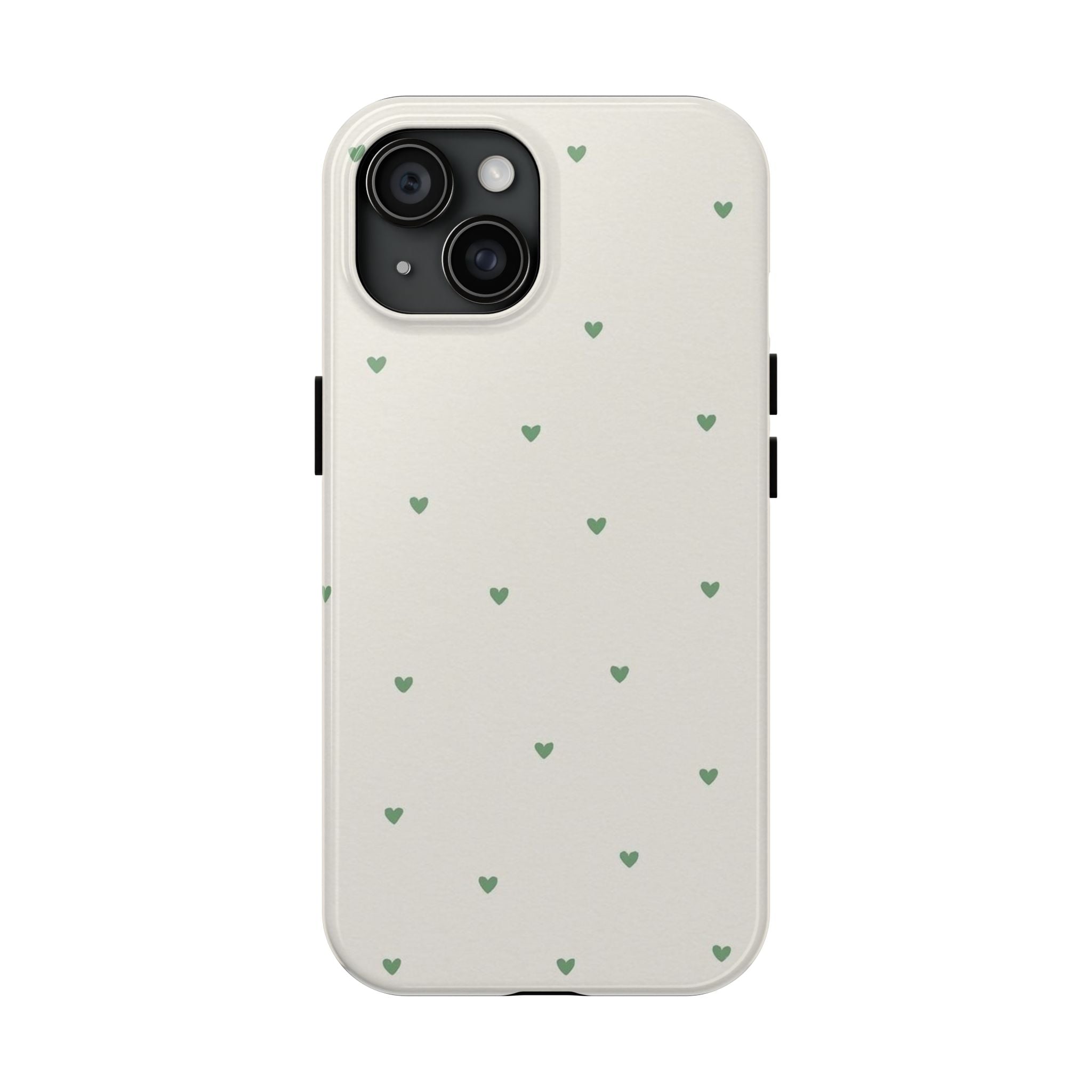 Minimal Green Heart Tough Phone Case — Protective Cute Patterned iPhone Case