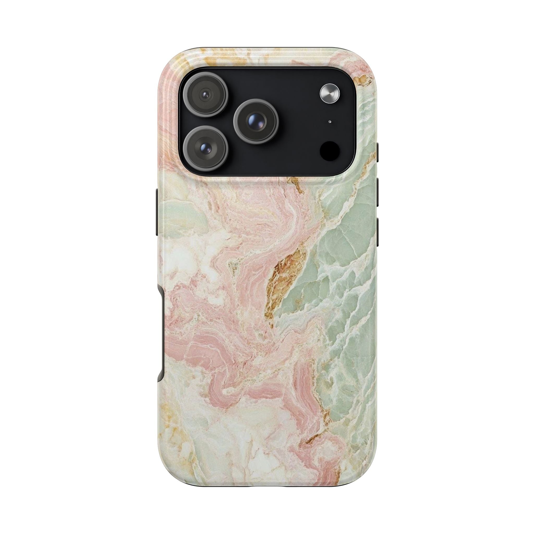 Pastel Marble Tough Phone Case – Protective iPhone Cover with Pink & Mint Swirl