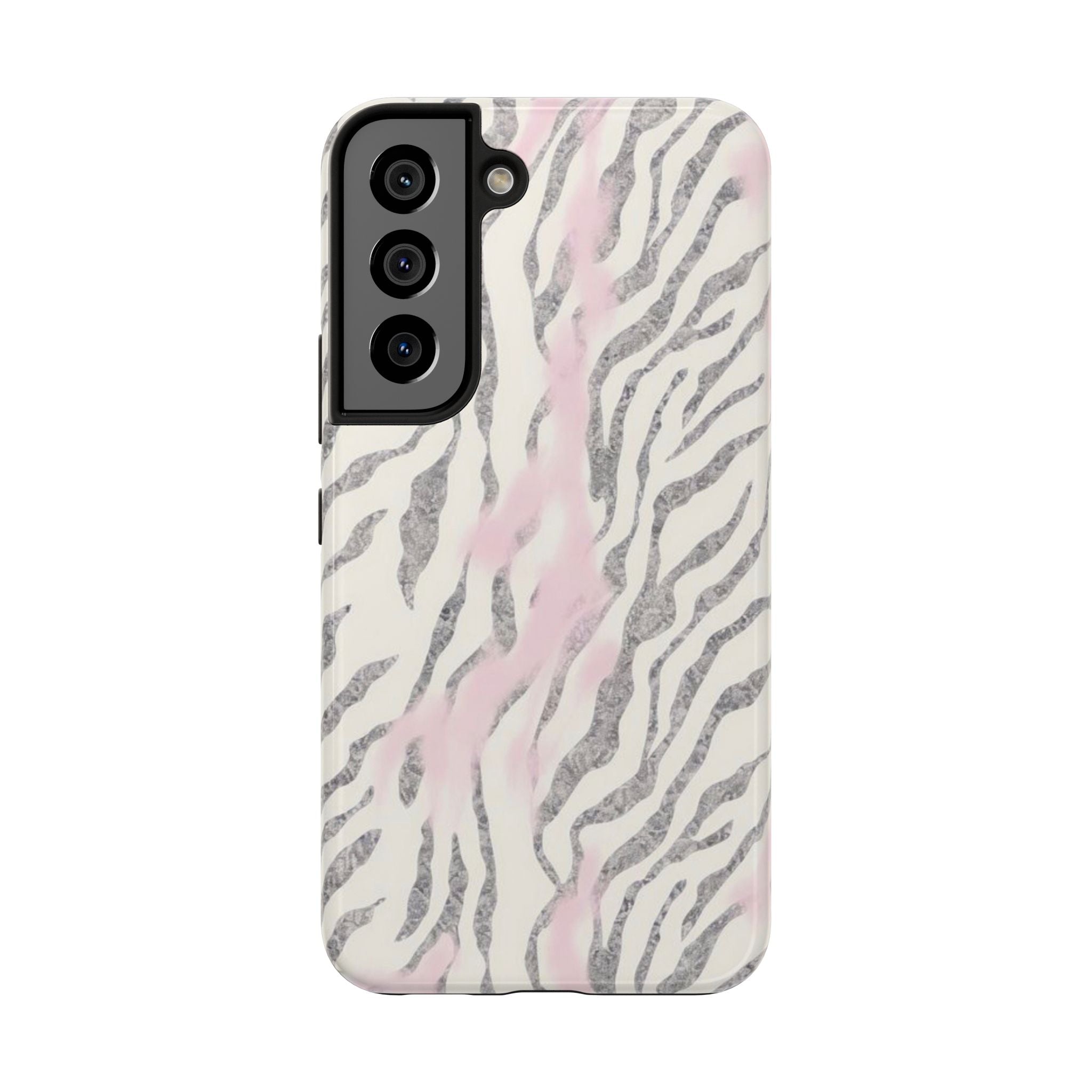Zebra Blush Tough Phone Case — Pink Marble Animal Print Protective Cover
