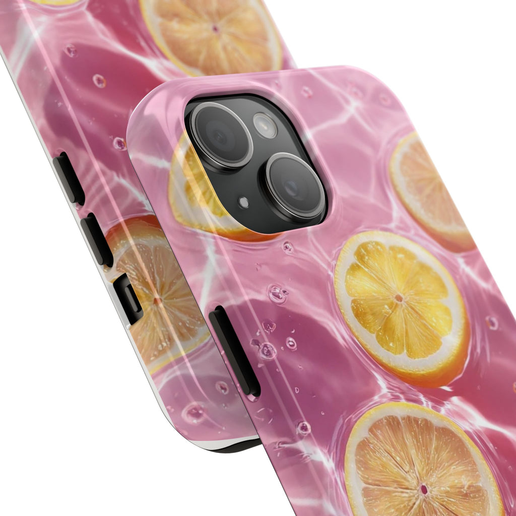 Tough Phone Case — Pink Citrus Lemon Swim Design