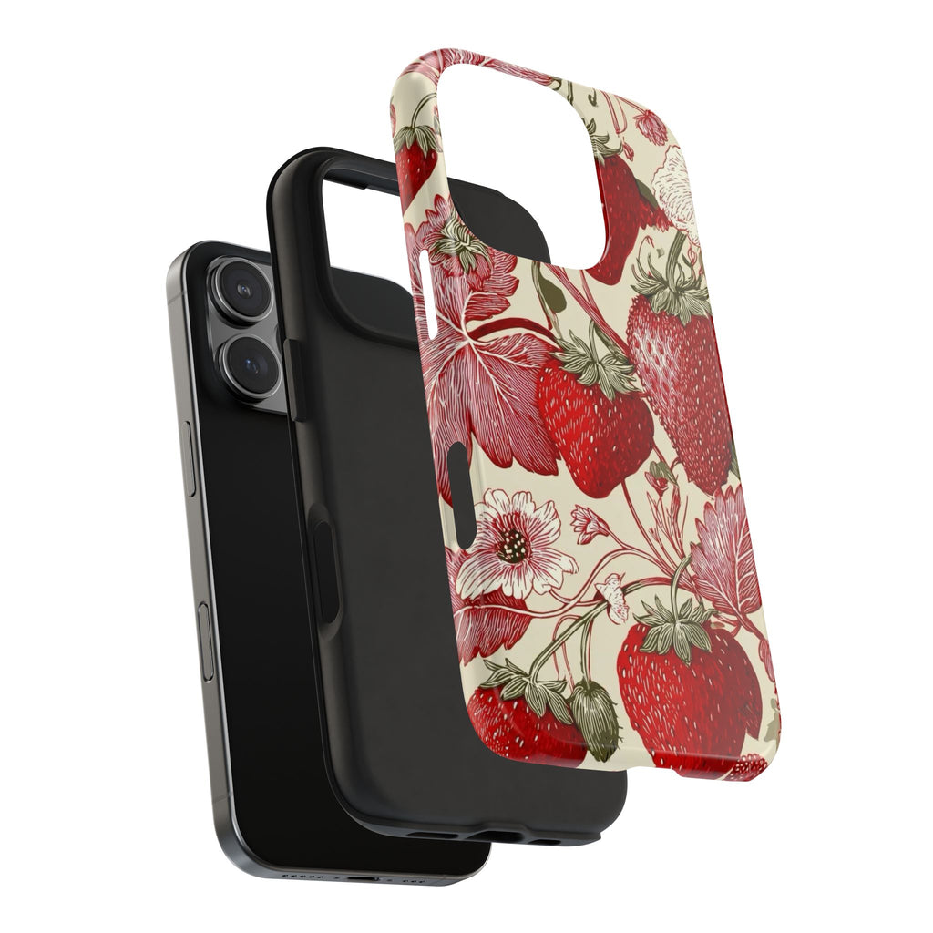 Strawberry Vintage Tough Phone Case — Protective Floral iPhone Cover