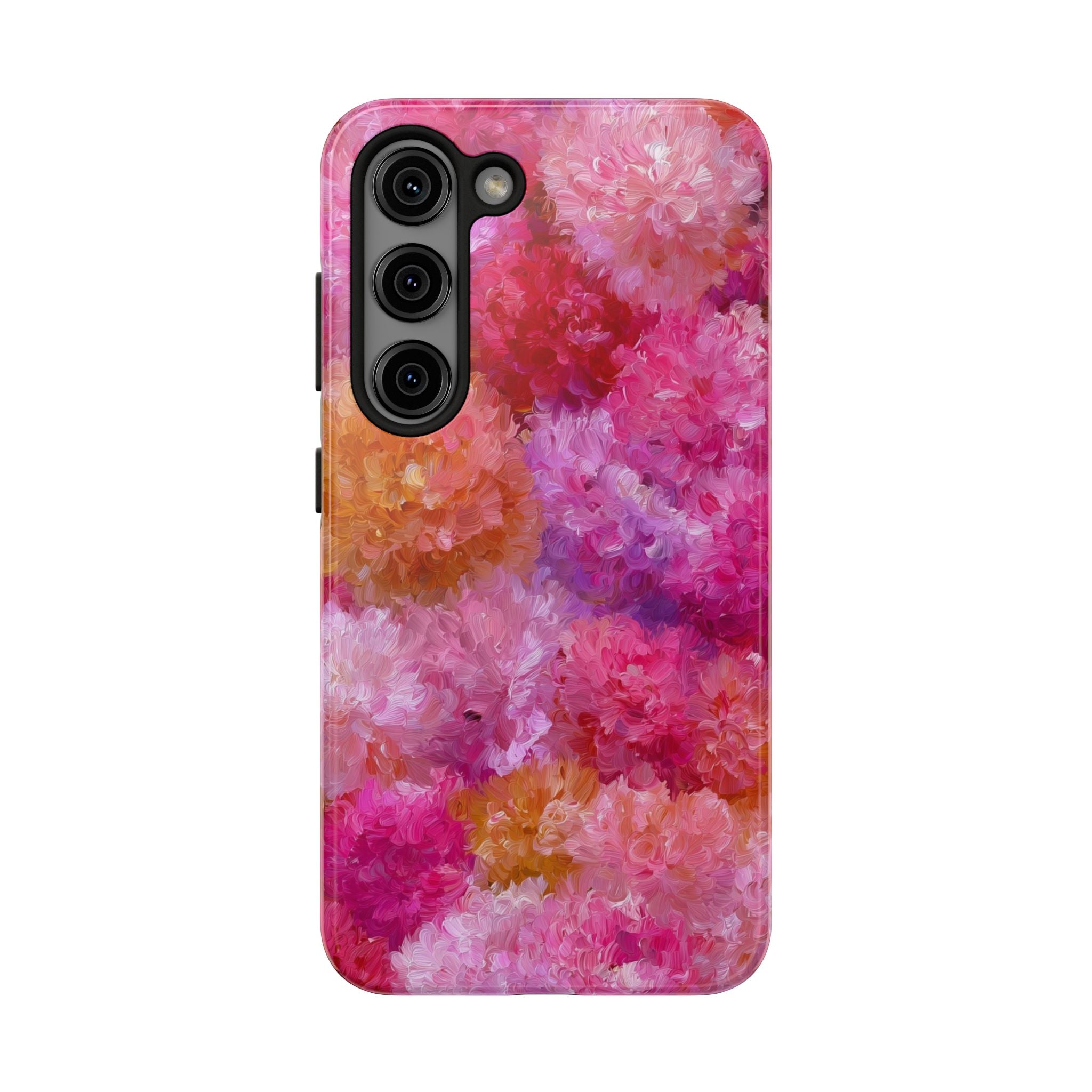 Floral Burst Tough Phone Case — Pink Watercolor Peony Protective Cover