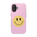 Smiley Pink Tough Phone Case — Cute Retro Happy Face Protective Cover