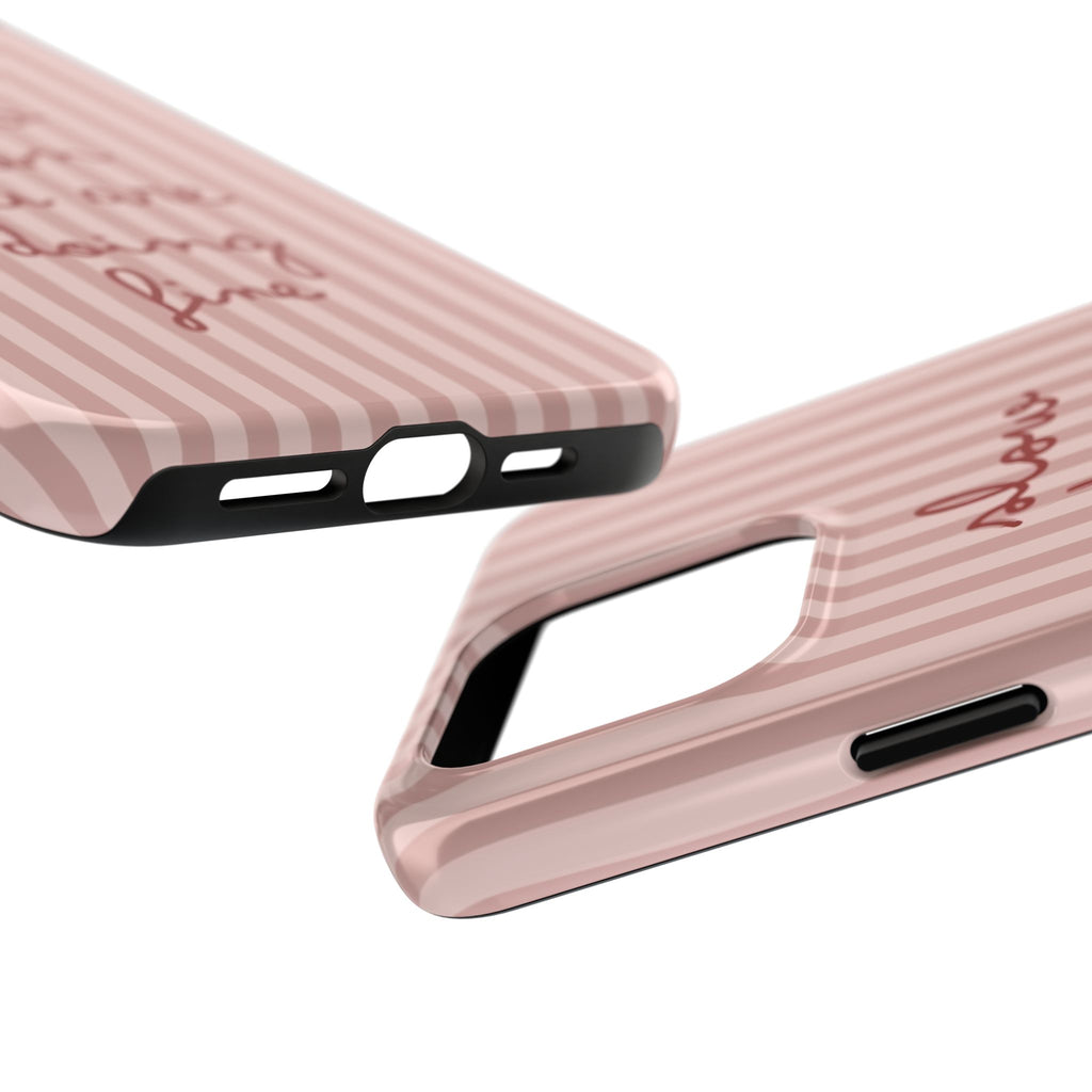 Phone Case — "Slow Down You Are Doing Fine" Pink Striped Protective Cover