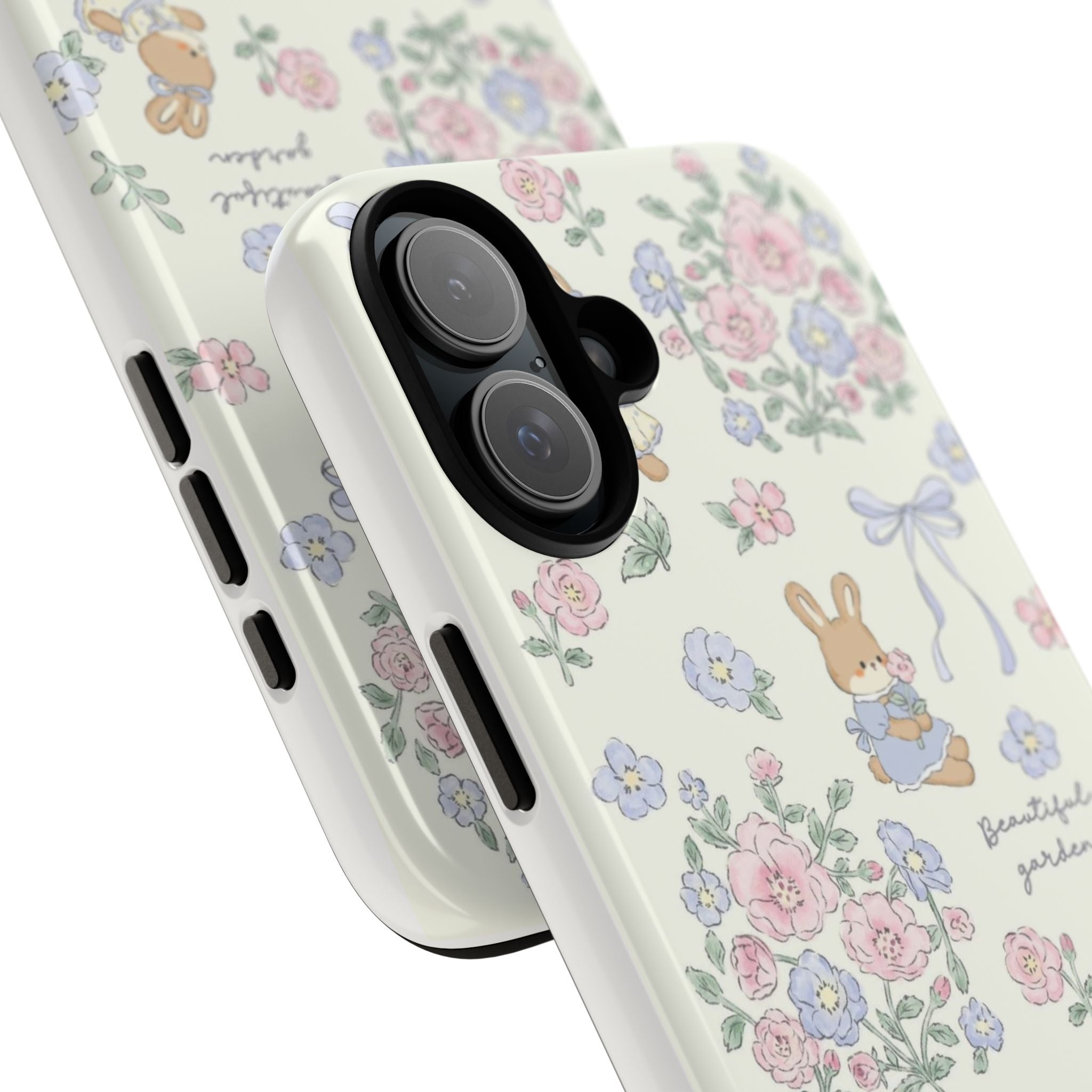 Floral Bunny Phone Case — "Beautiful Garden" Protective iPhone Cover