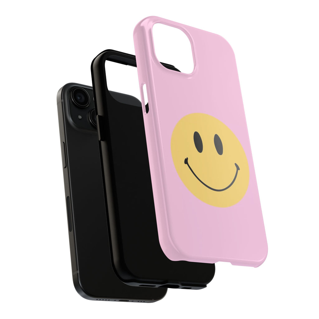 Smiley Pink Tough Phone Case — Cute Retro Happy Face Protective Cover