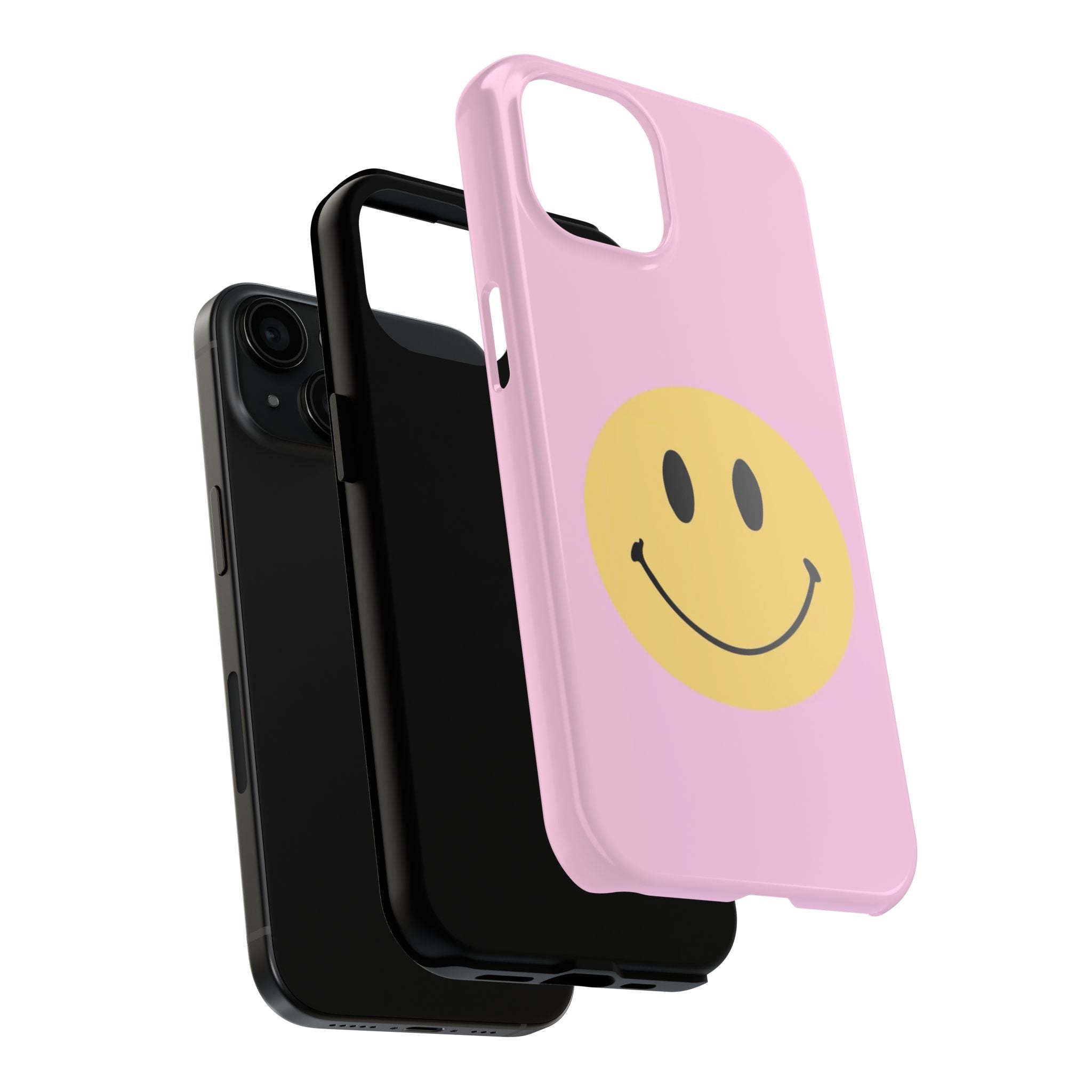 Smiley Pink Tough Phone Case — Cute Retro Happy Face Protective Cover