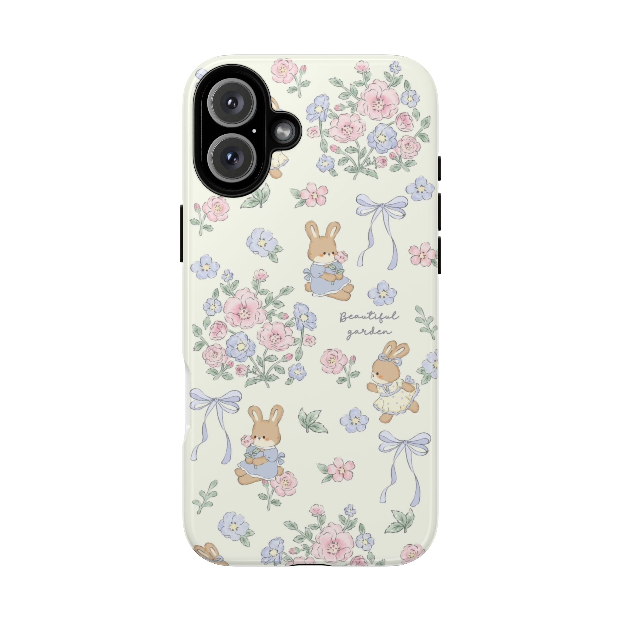 Floral Bunny Phone Case — "Beautiful Garden" Protective iPhone Cover