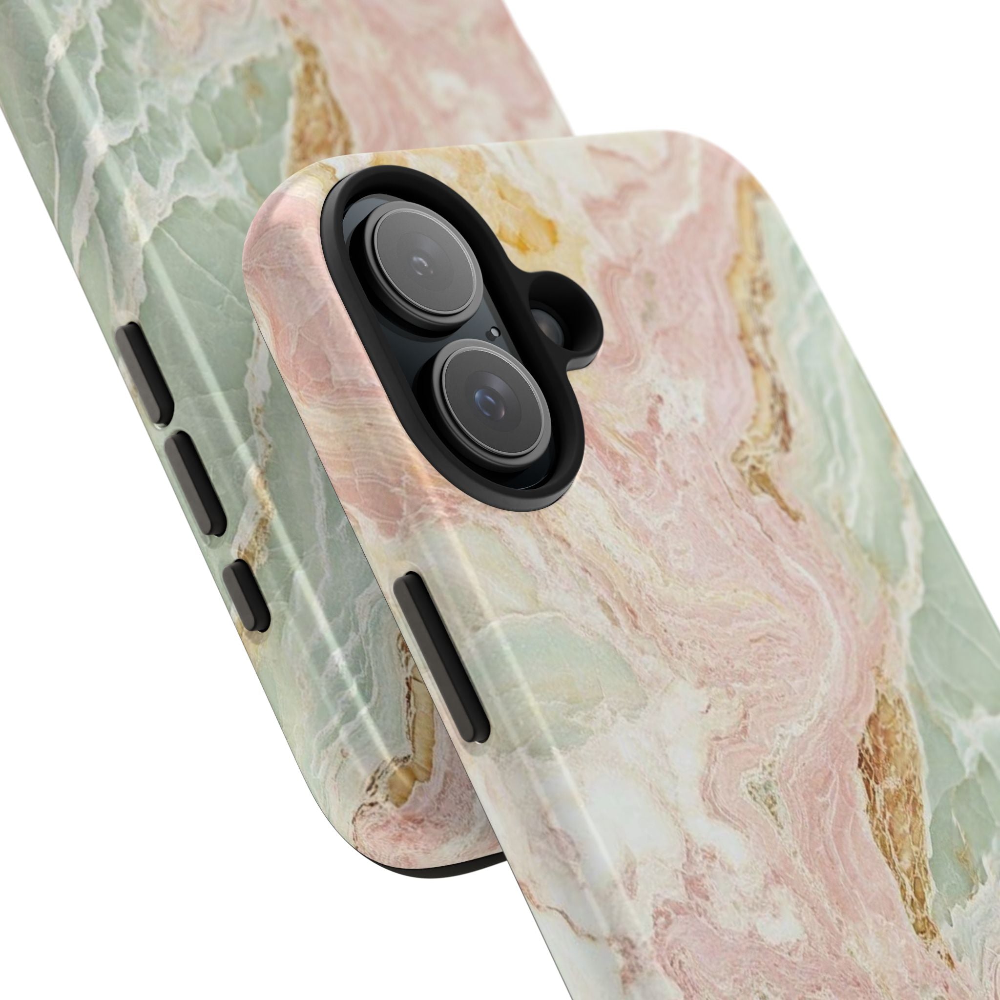 Pastel Marble Tough Phone Case – Protective iPhone Cover with Pink & Mint Swirl