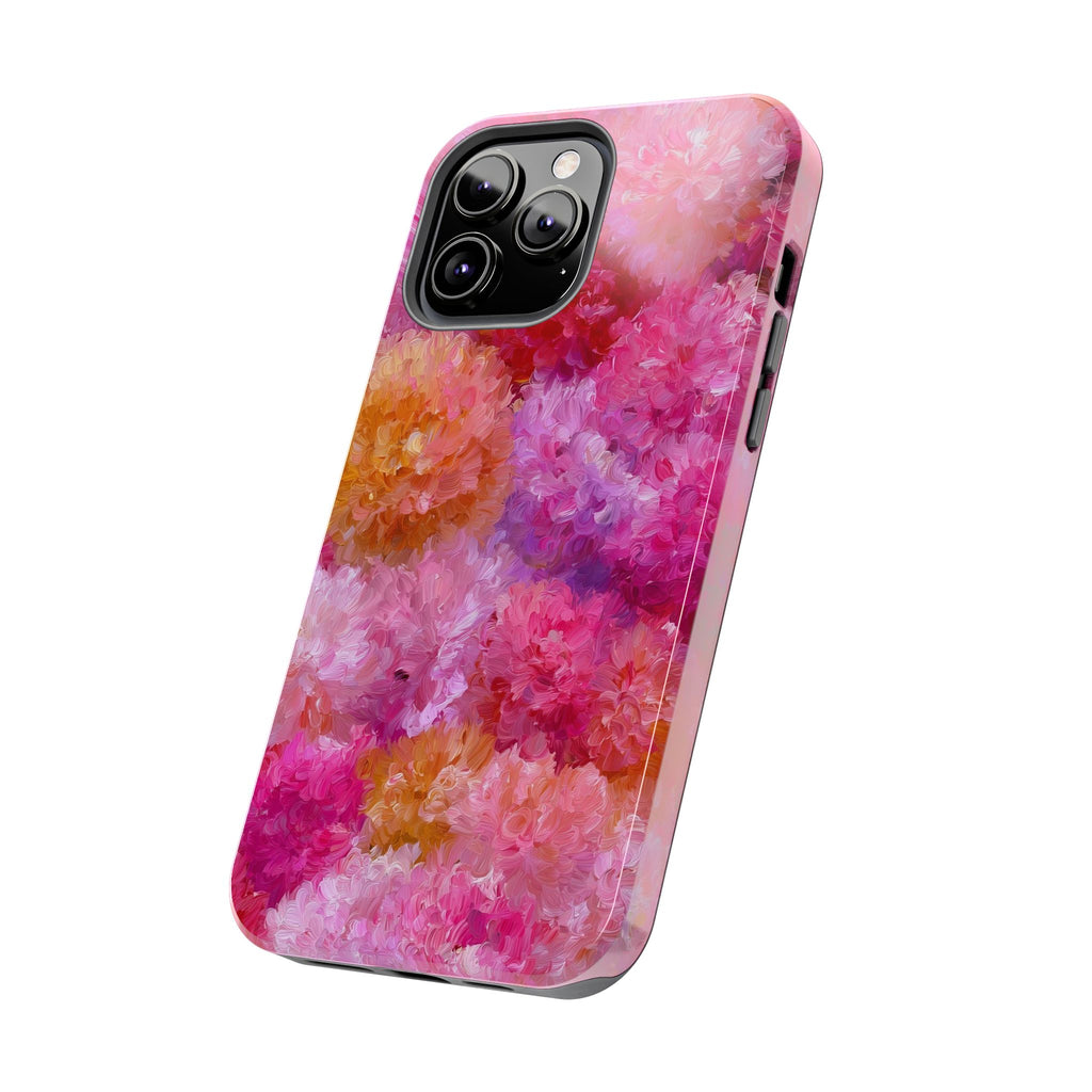 Floral Burst Tough Phone Case — Pink Watercolor Peony Protective Cover