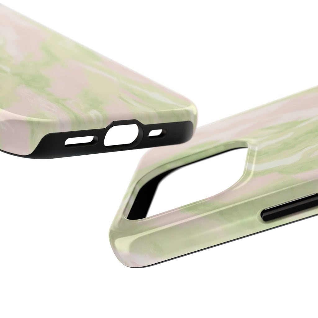 Pastel Marble Tough Phone Case — Pink & Sage Protective Phone Cover