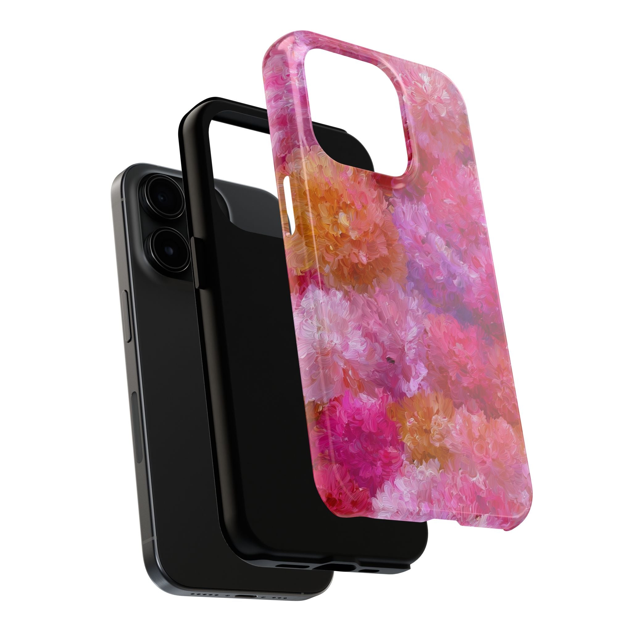 Floral Burst Tough Phone Case — Pink Watercolor Peony Protective Cover
