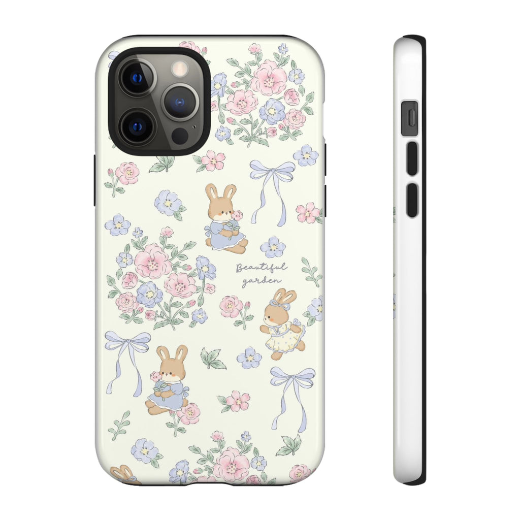 Floral Bunny Phone Case — "Beautiful Garden" Protective iPhone Cover