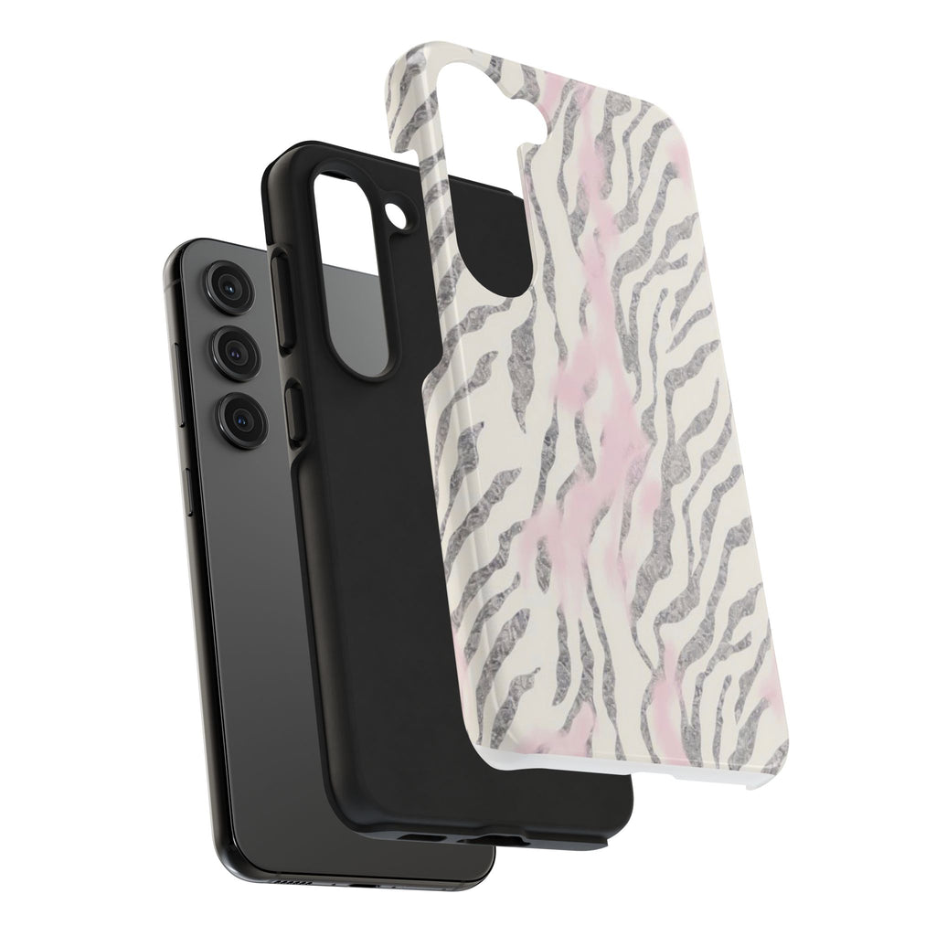 Zebra Blush Tough Phone Case — Pink Marble Animal Print Protective Cover