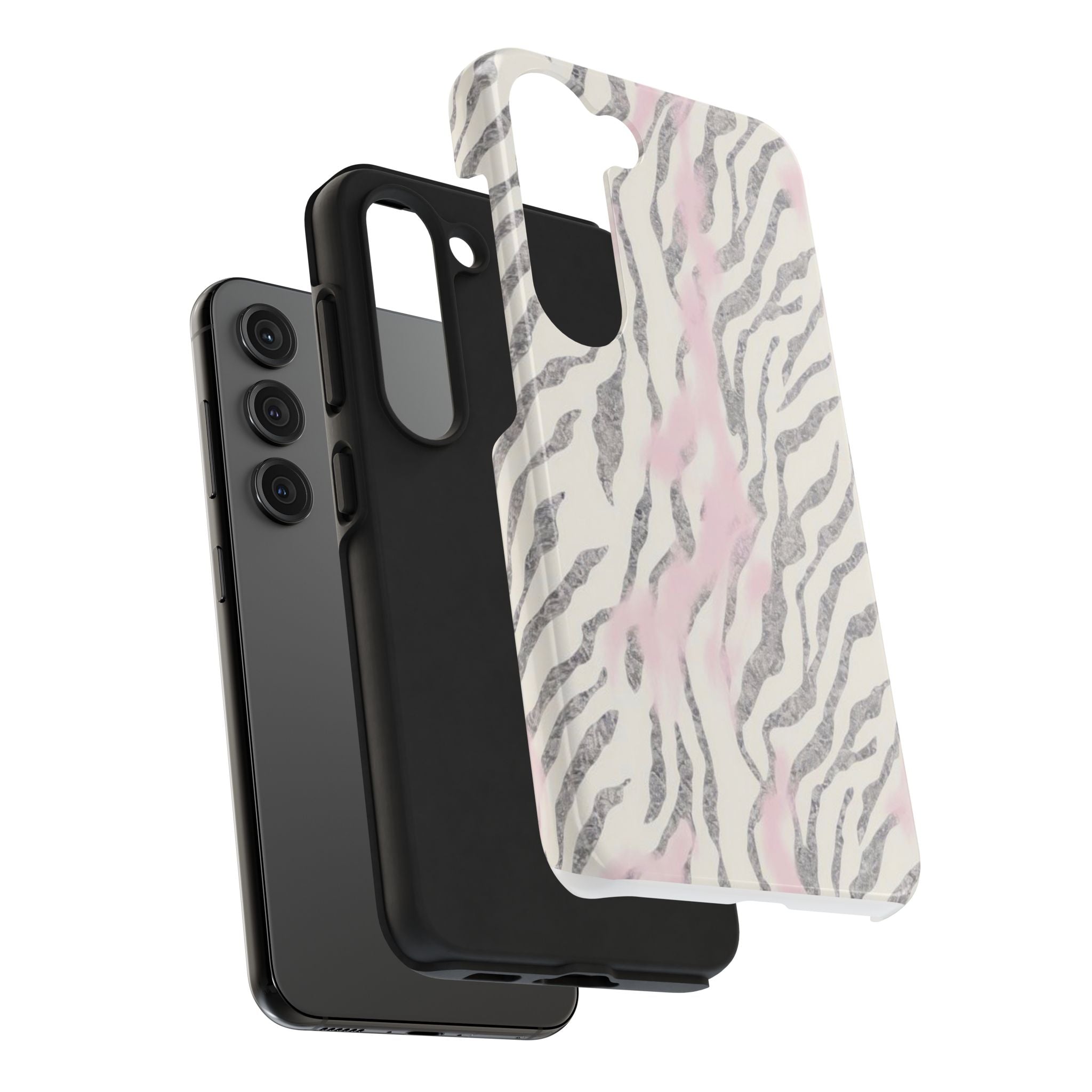 Zebra Blush Tough Phone Case — Pink Marble Animal Print Protective Cover