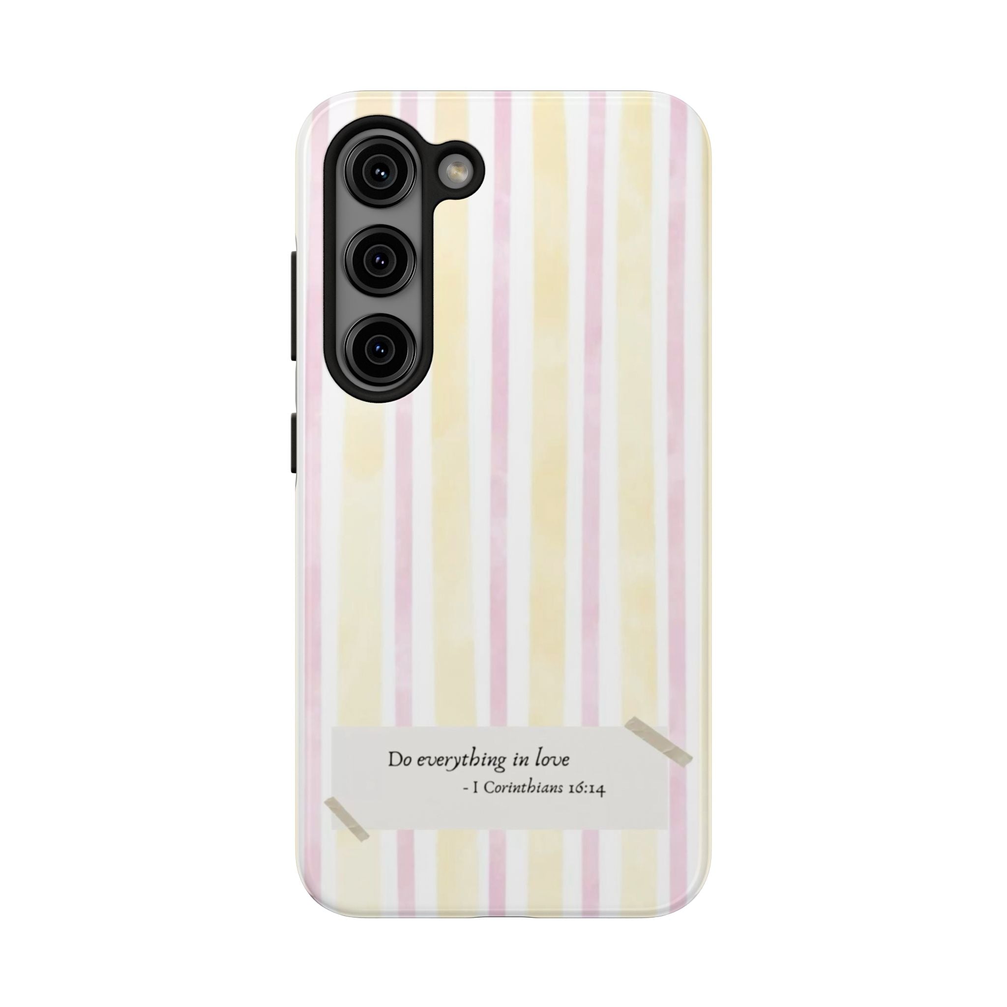 Tough Phone Case — Pastel Stripes "Do everything in love" (1 Corinthians 16:14)
