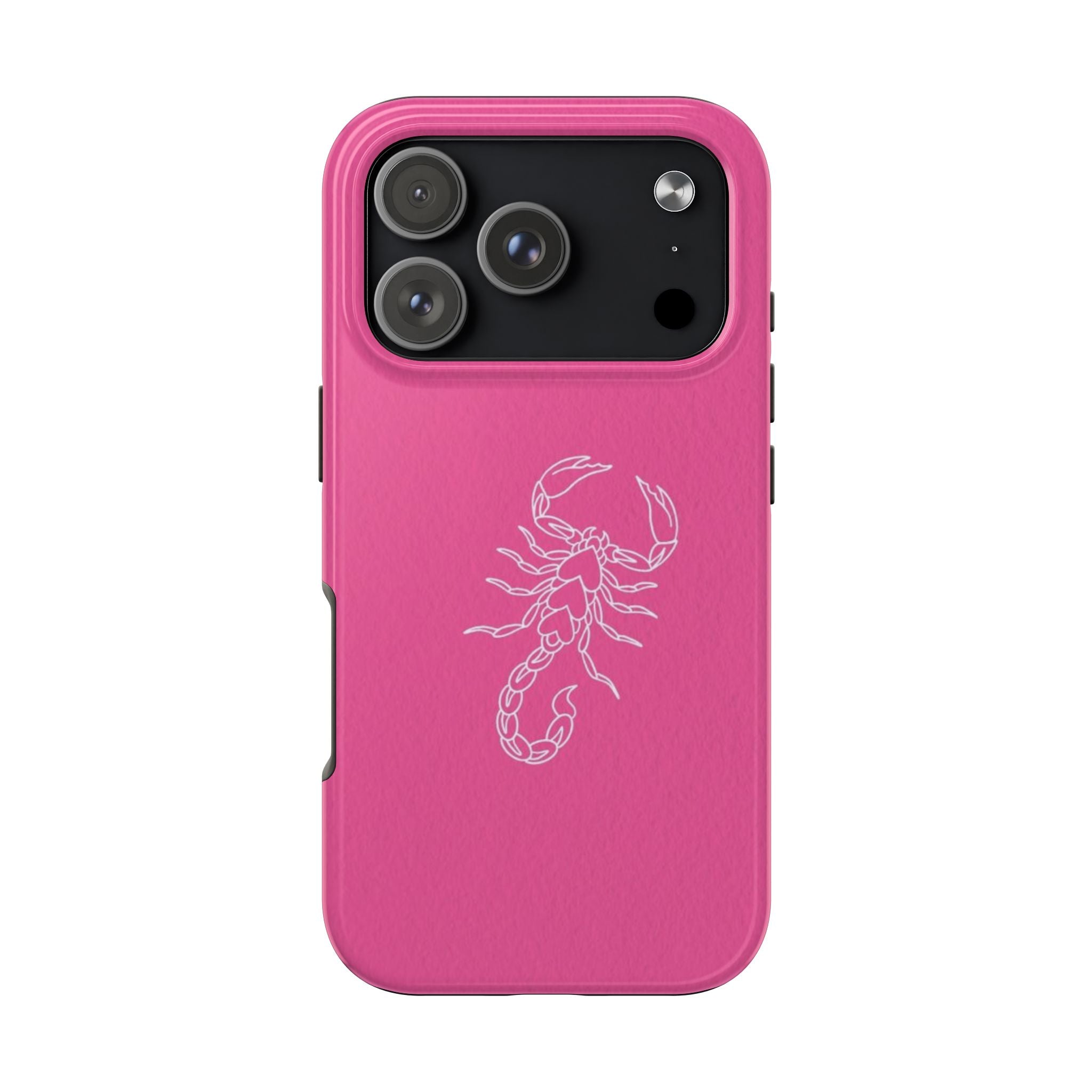 Pink Scorpion Tough Phone Case — Protective iPhone Case with White Scorpion Design
