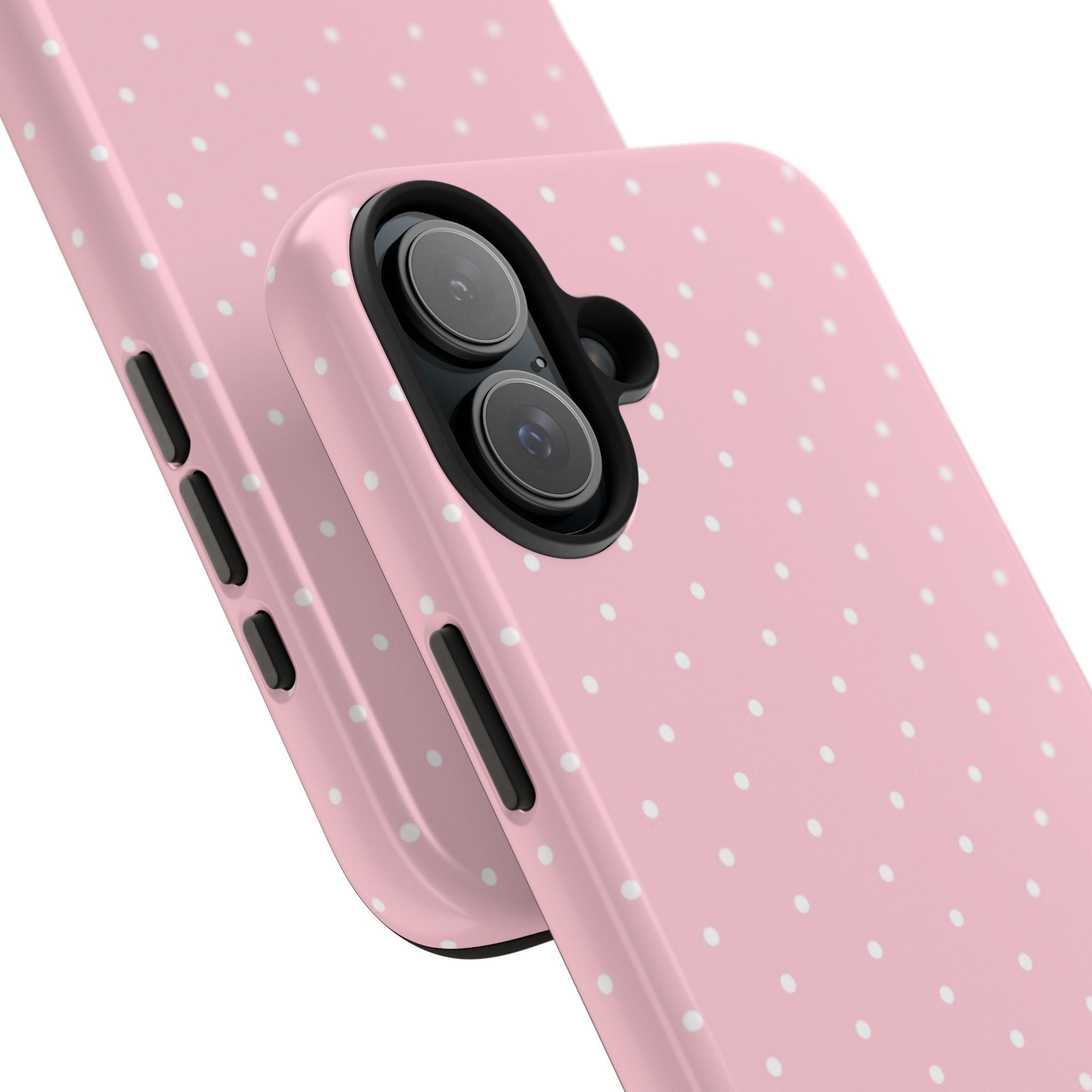 Pink Polka Dot Tough Phone Case — Slim Shockproof Protective Cover