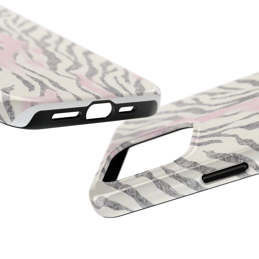 Zebra Blush Tough Phone Case — Pink Marble Animal Print Protective Cover