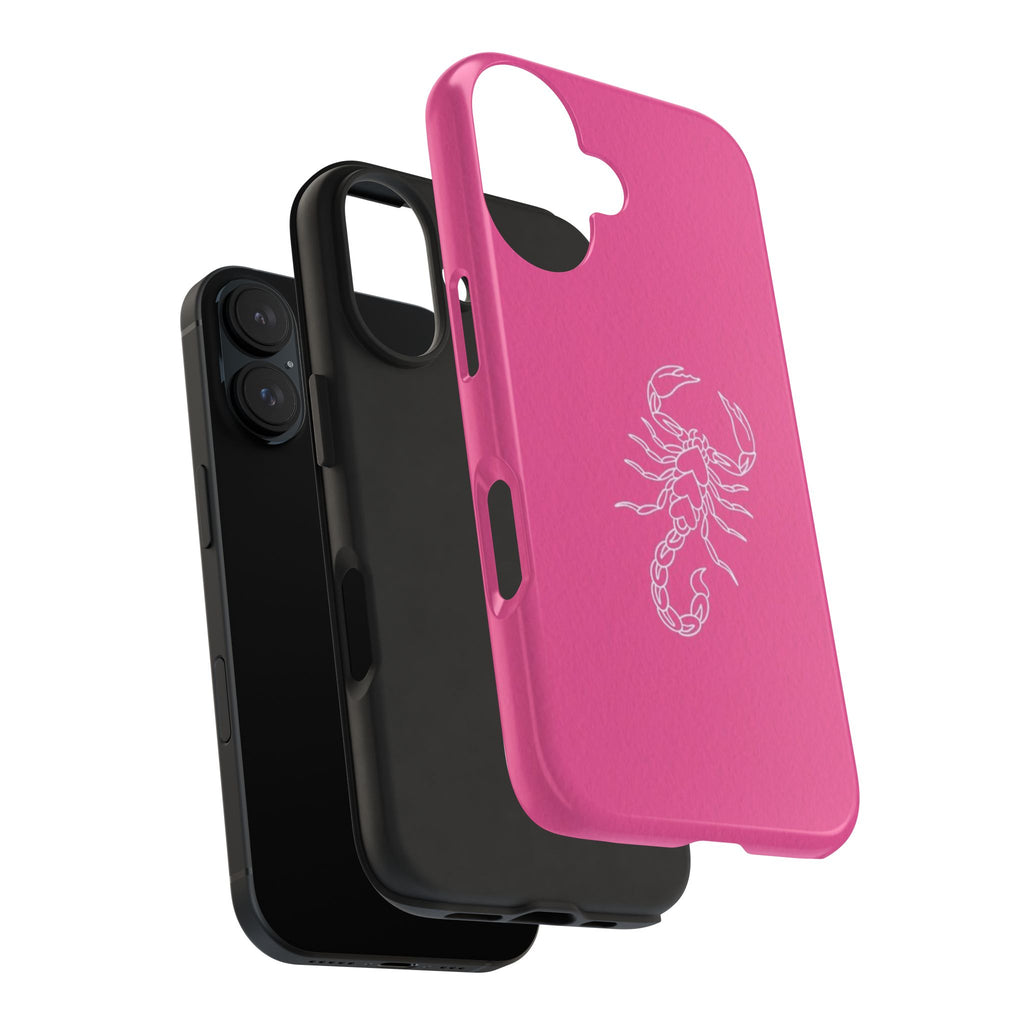 Pink Scorpion Tough Phone Case — Protective iPhone Case with White Scorpion Design