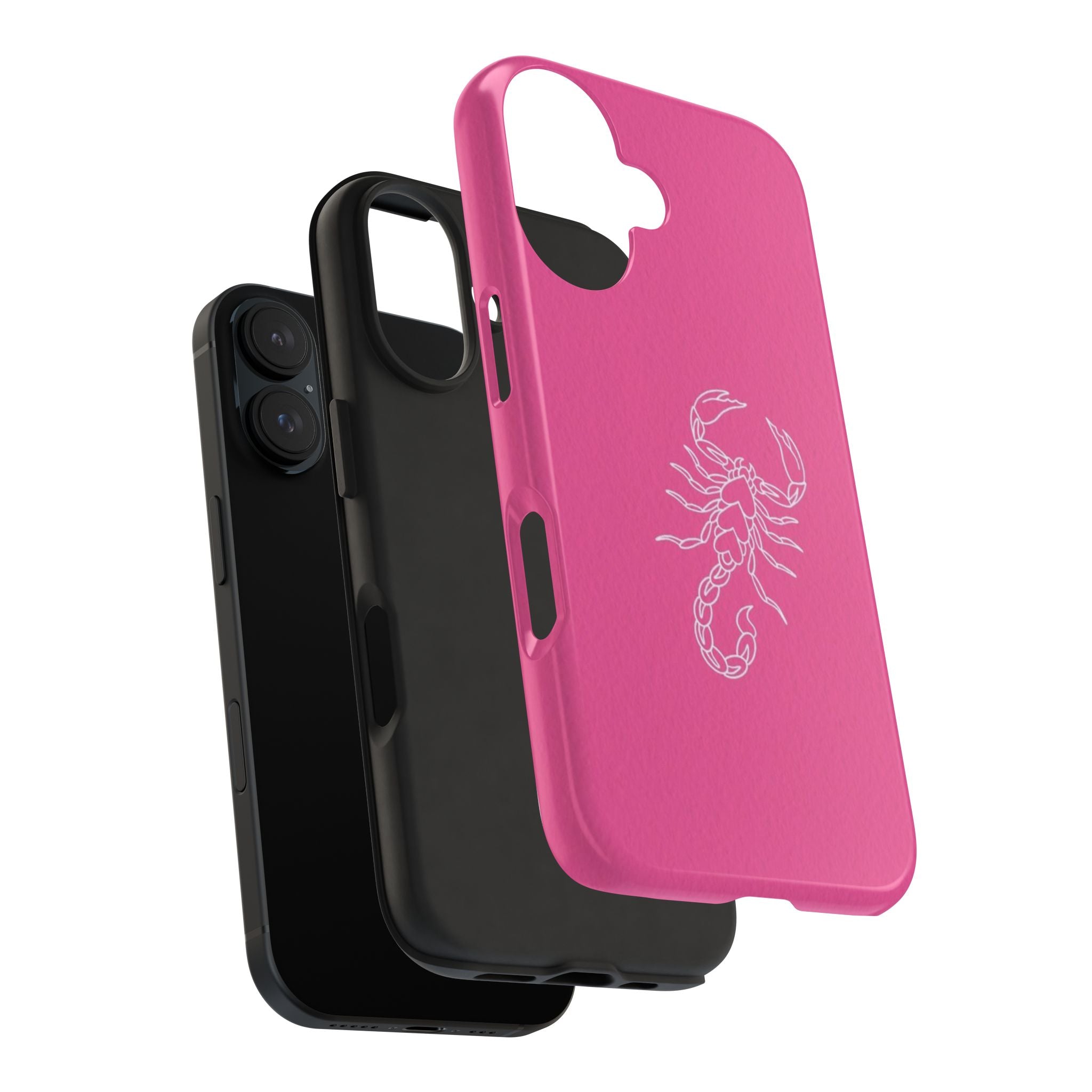Pink Scorpion Tough Phone Case — Protective iPhone Case with White Scorpion Design