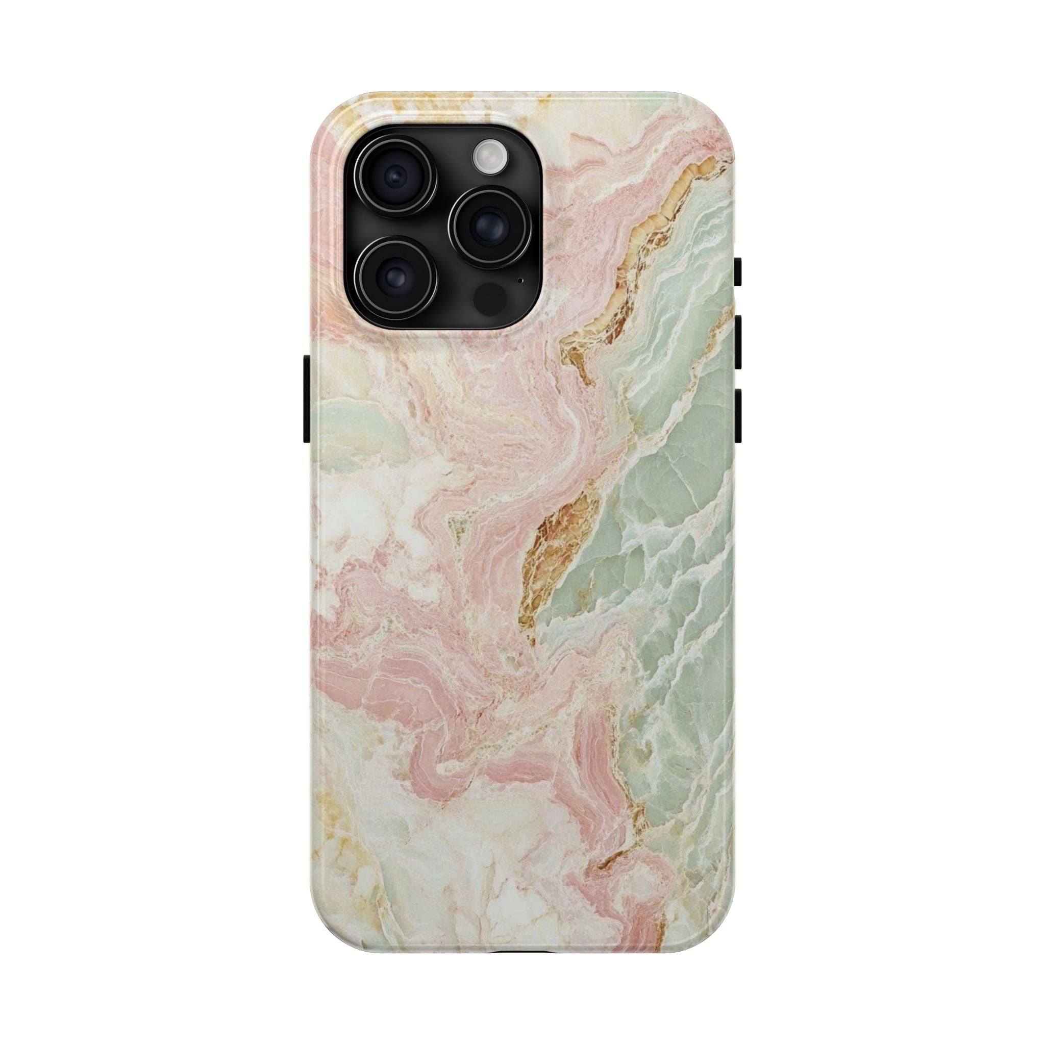 Pastel Marble Tough Phone Case – Protective iPhone Cover with Pink & Mint Swirl