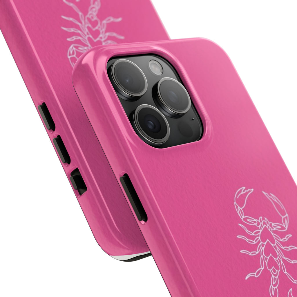 Pink Scorpion Tough Phone Case — Protective iPhone Case with White Scorpion Design