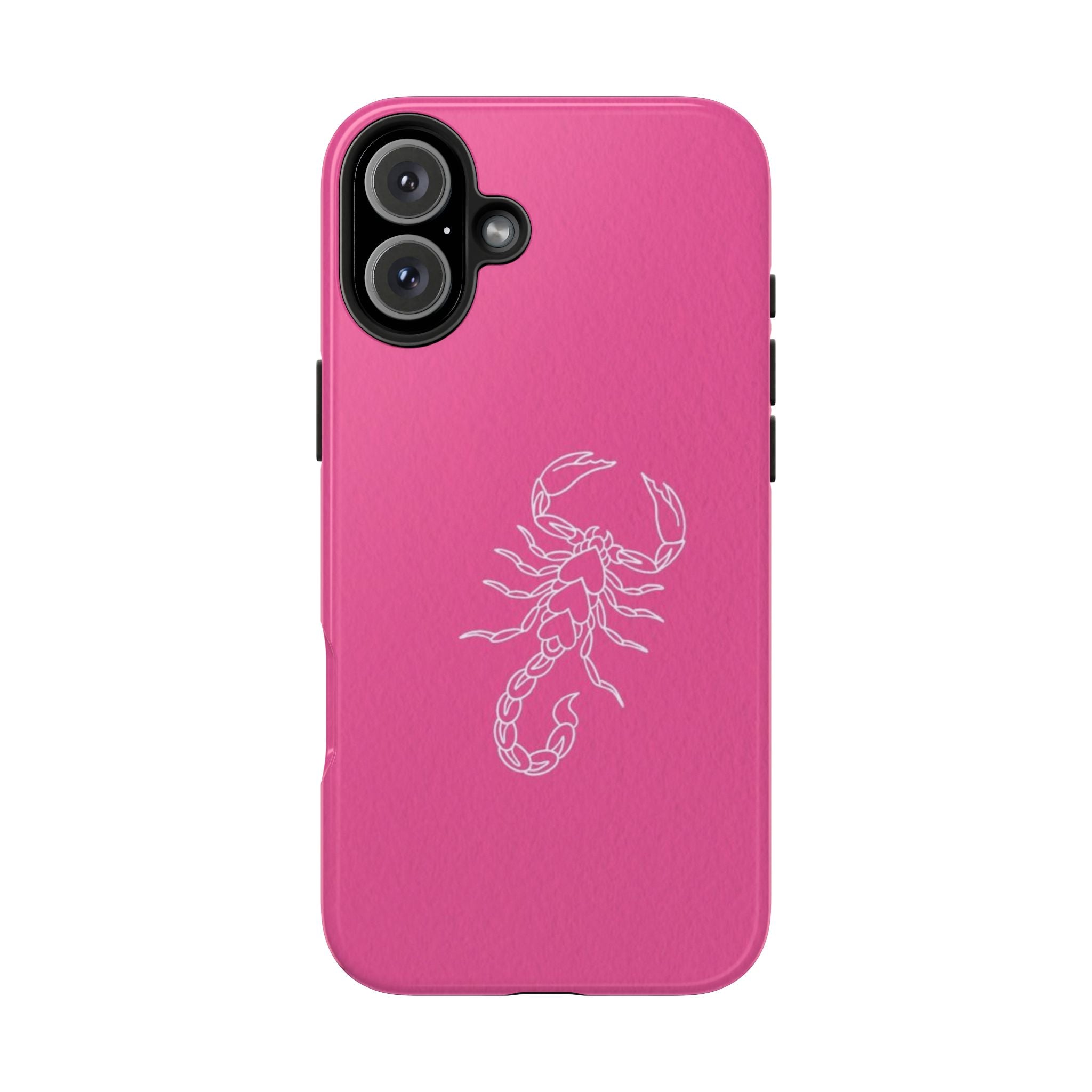 Pink Scorpion Tough Phone Case — Protective iPhone Case with White Scorpion Design