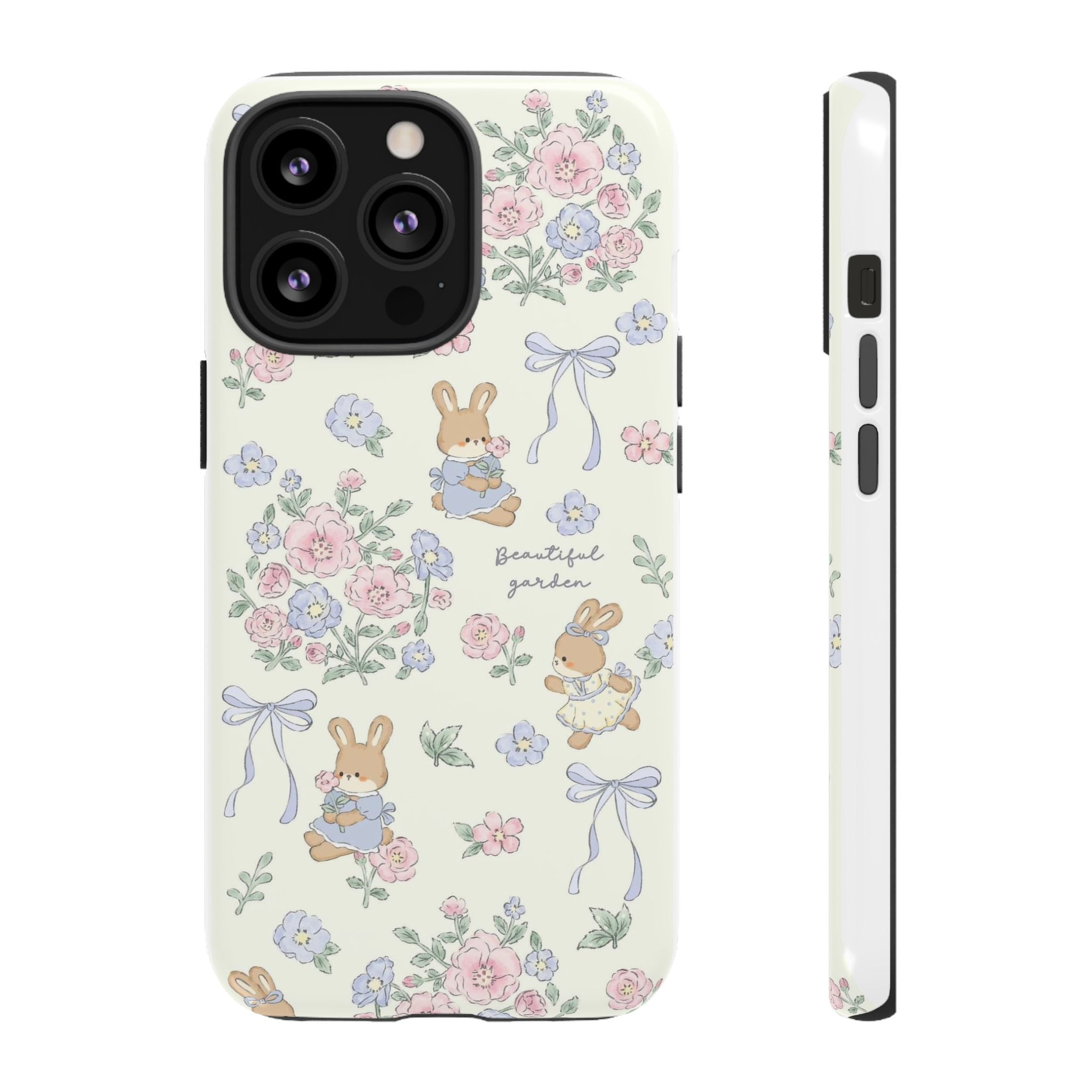 Floral Bunny Phone Case — "Beautiful Garden" Protective iPhone Cover