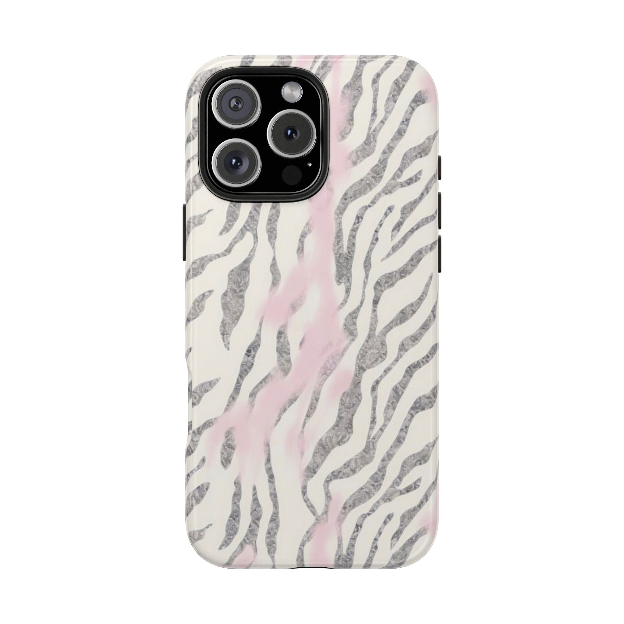 Zebra Blush Tough Phone Case — Pink Marble Animal Print Protective Cover