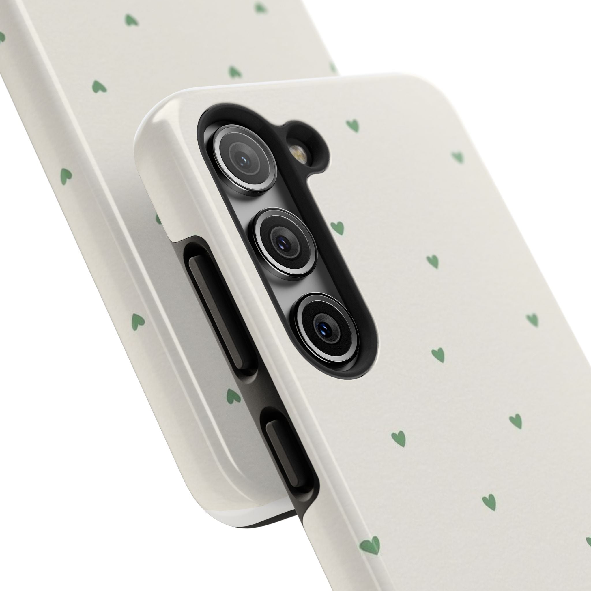 Minimal Green Heart Tough Phone Case — Protective Cute Patterned iPhone Case