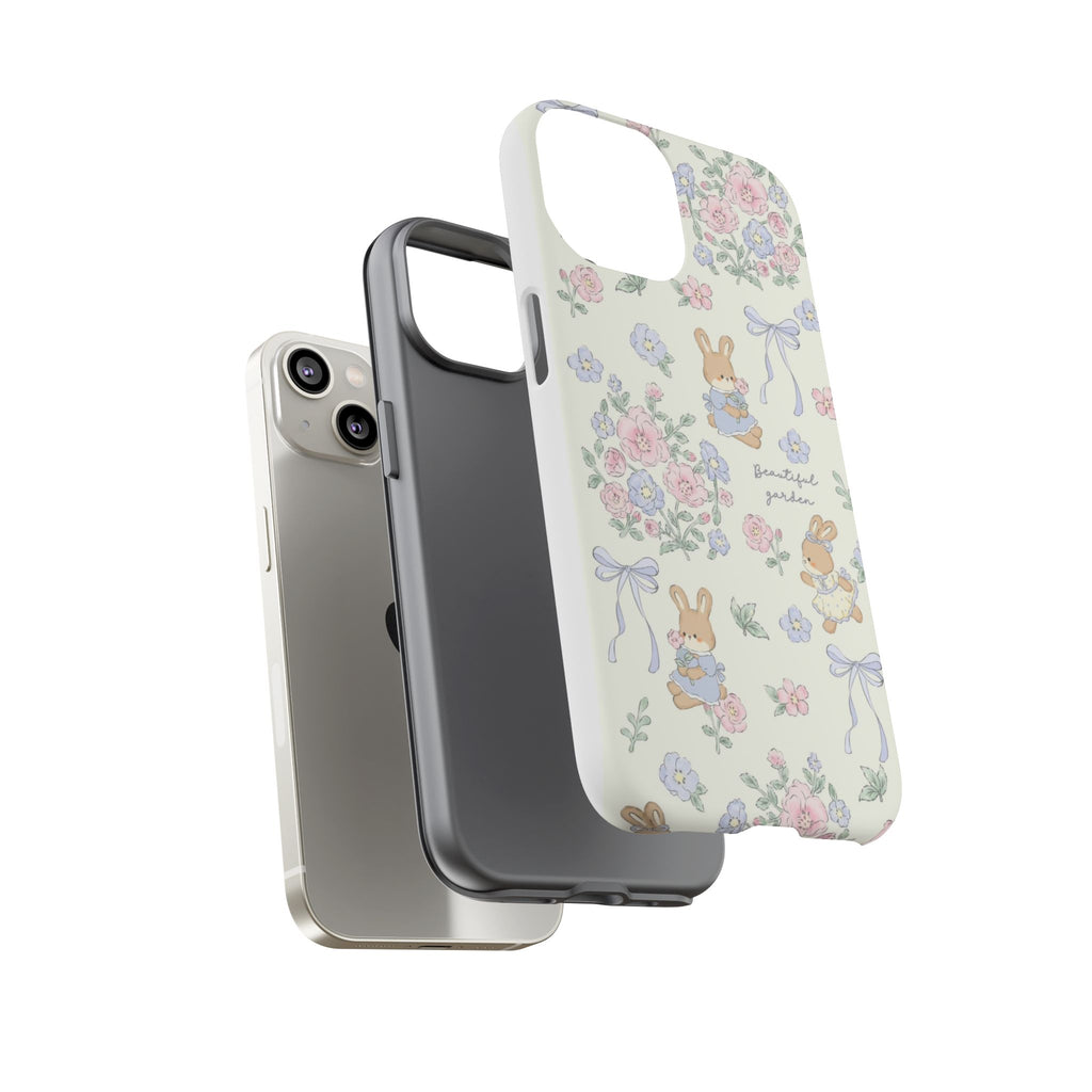 Floral Bunny Phone Case — "Beautiful Garden" Protective iPhone Cover