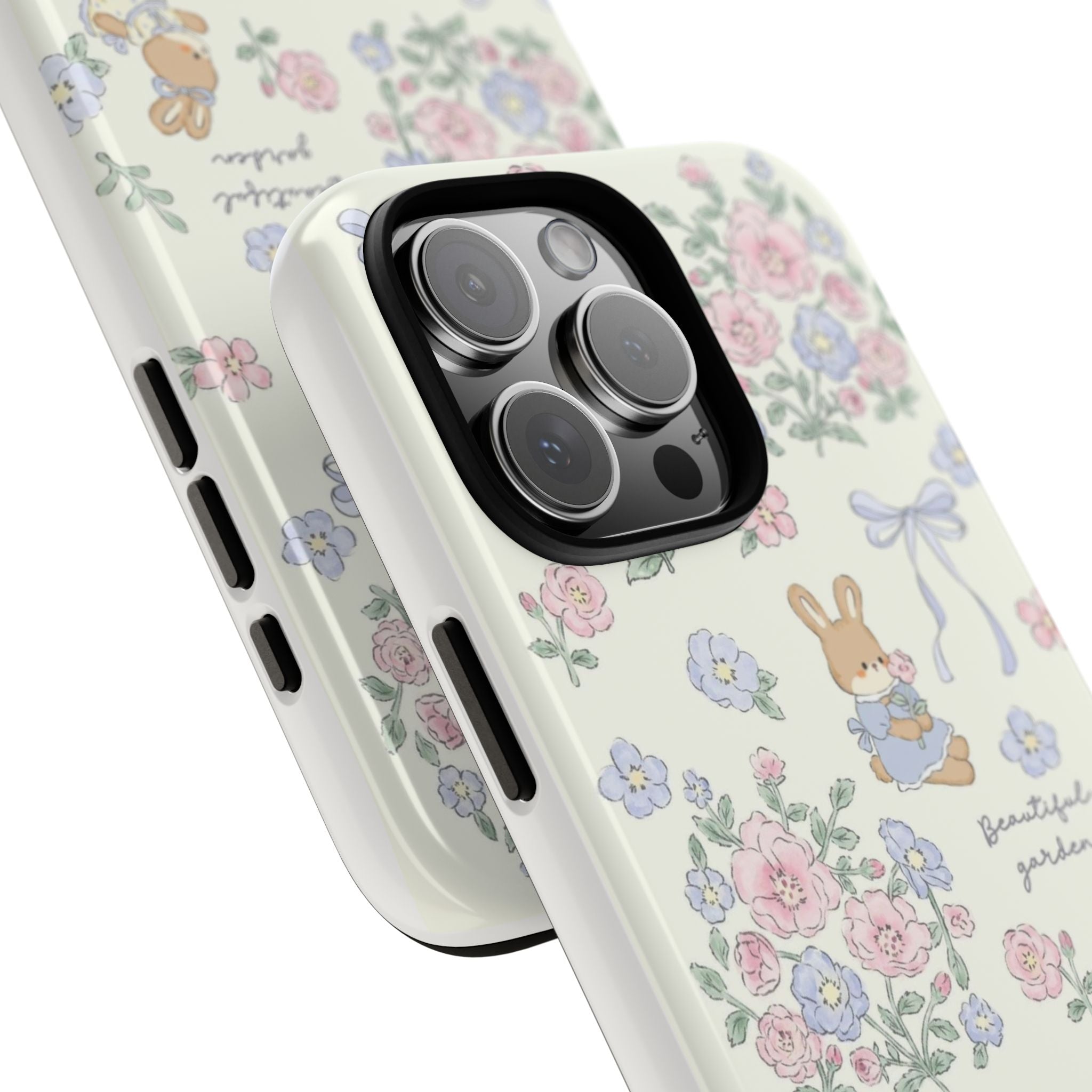 Floral Bunny Phone Case — "Beautiful Garden" Protective iPhone Cover