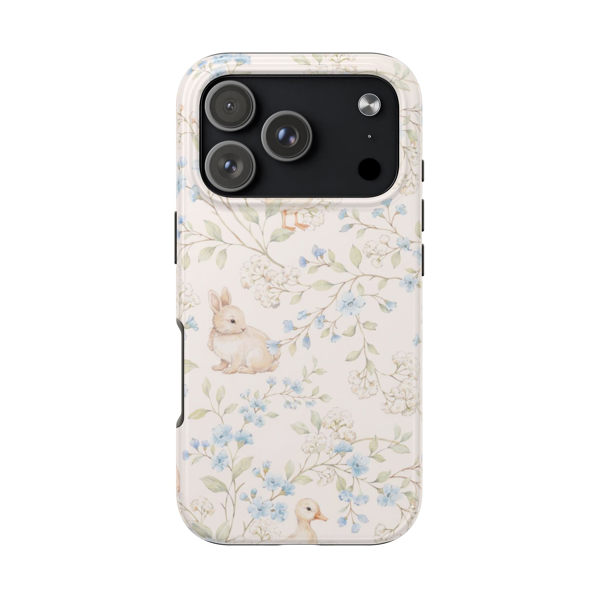 Floral Bunny Tough Phone Case — Pastel Spring Rabbit Protective Cover