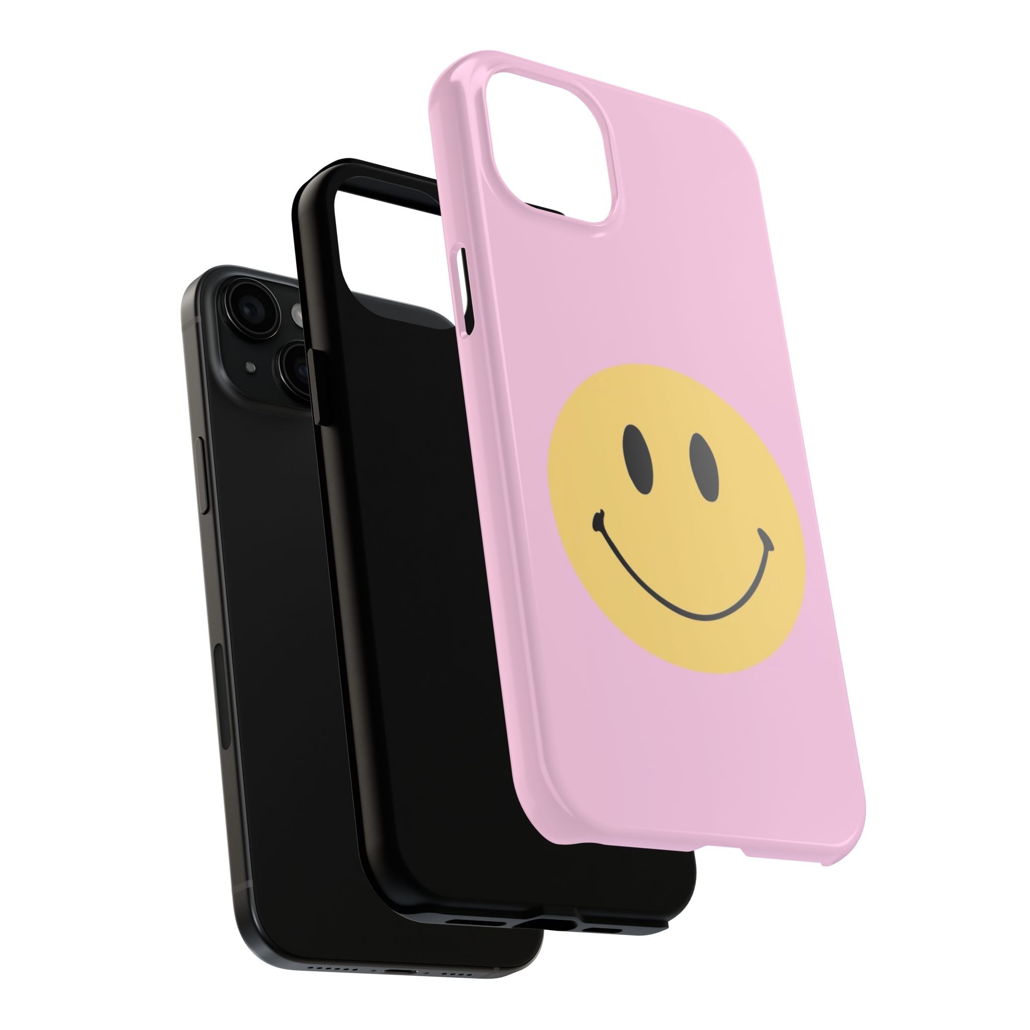 Smiley Pink Tough Phone Case — Cute Retro Happy Face Protective Cover