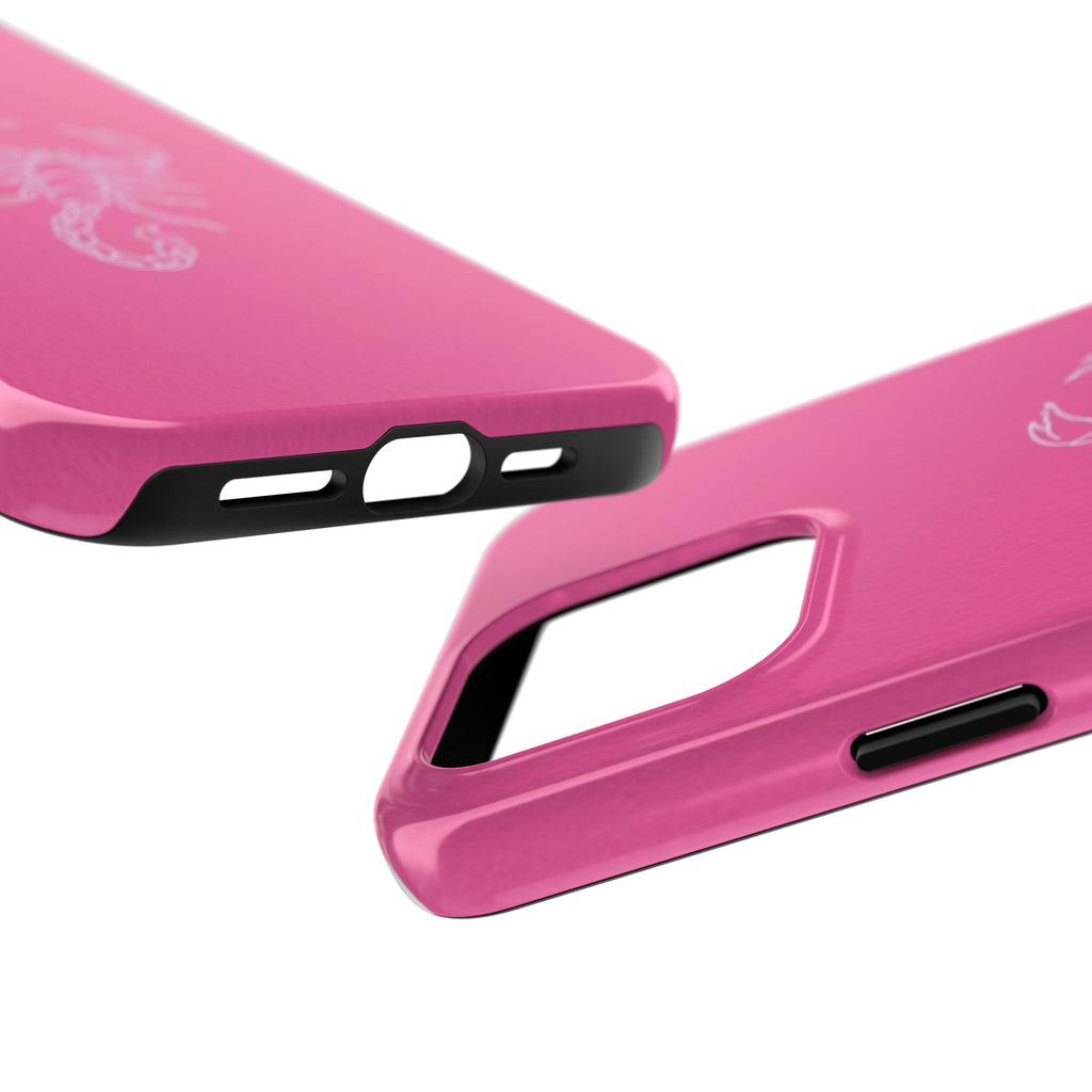 Pink Scorpion Tough Phone Case — Protective iPhone Case with White Scorpion Design