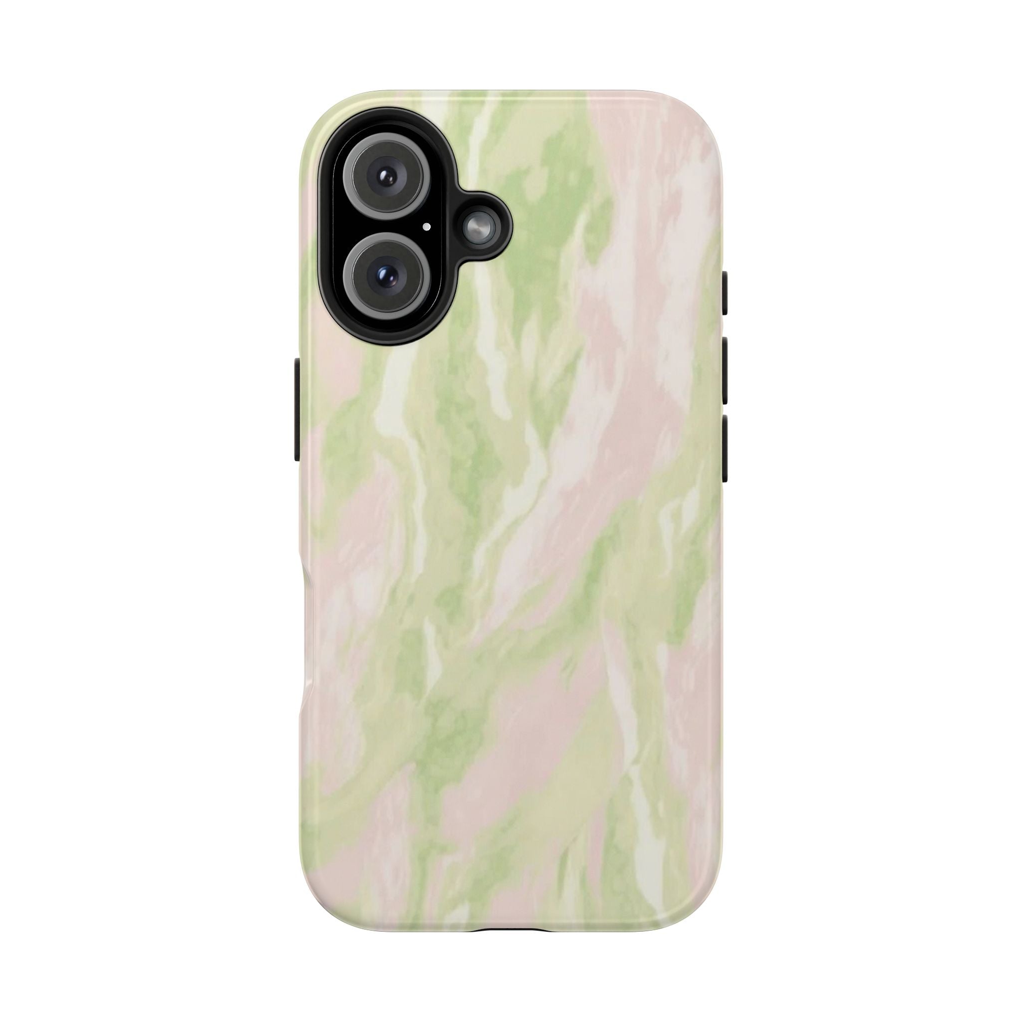 Pastel Marble Tough Phone Case — Pink & Sage Protective Phone Cover