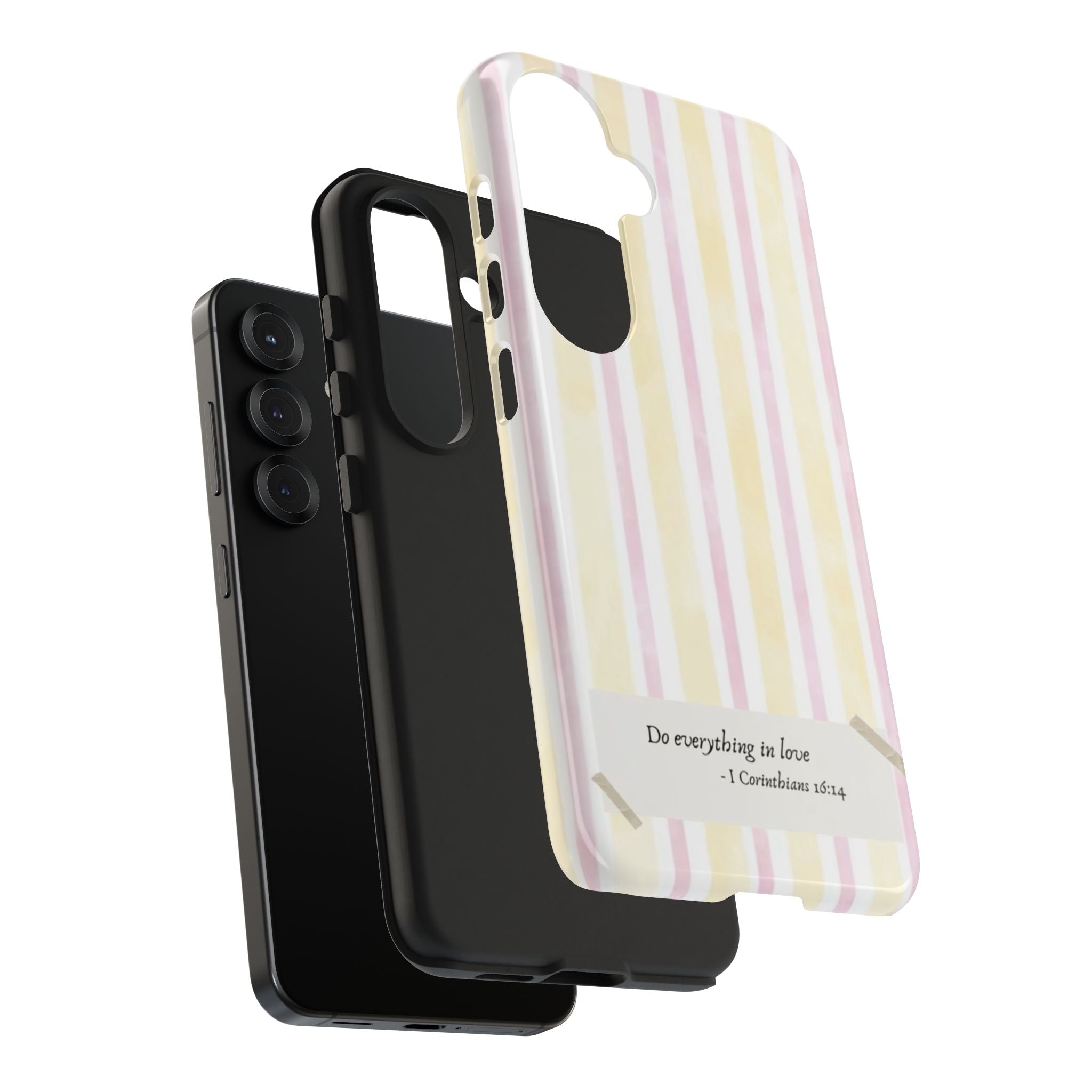 Tough Phone Case — Pastel Stripes "Do everything in love" (1 Corinthians 16:14)