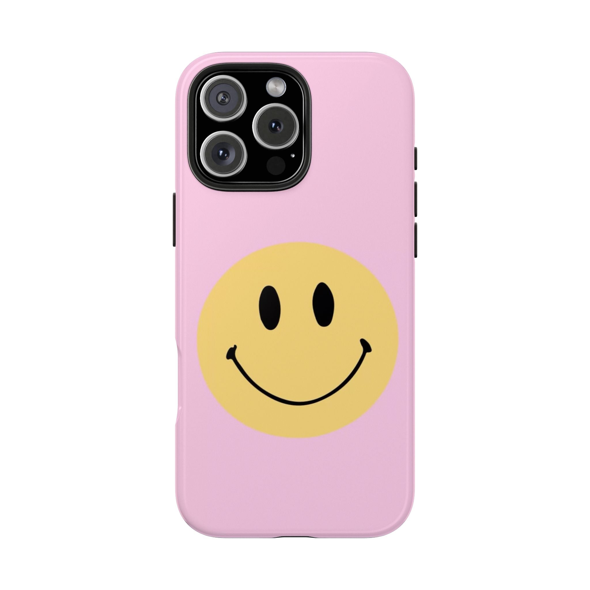 Smiley Pink Tough Phone Case — Cute Retro Happy Face Protective Cover