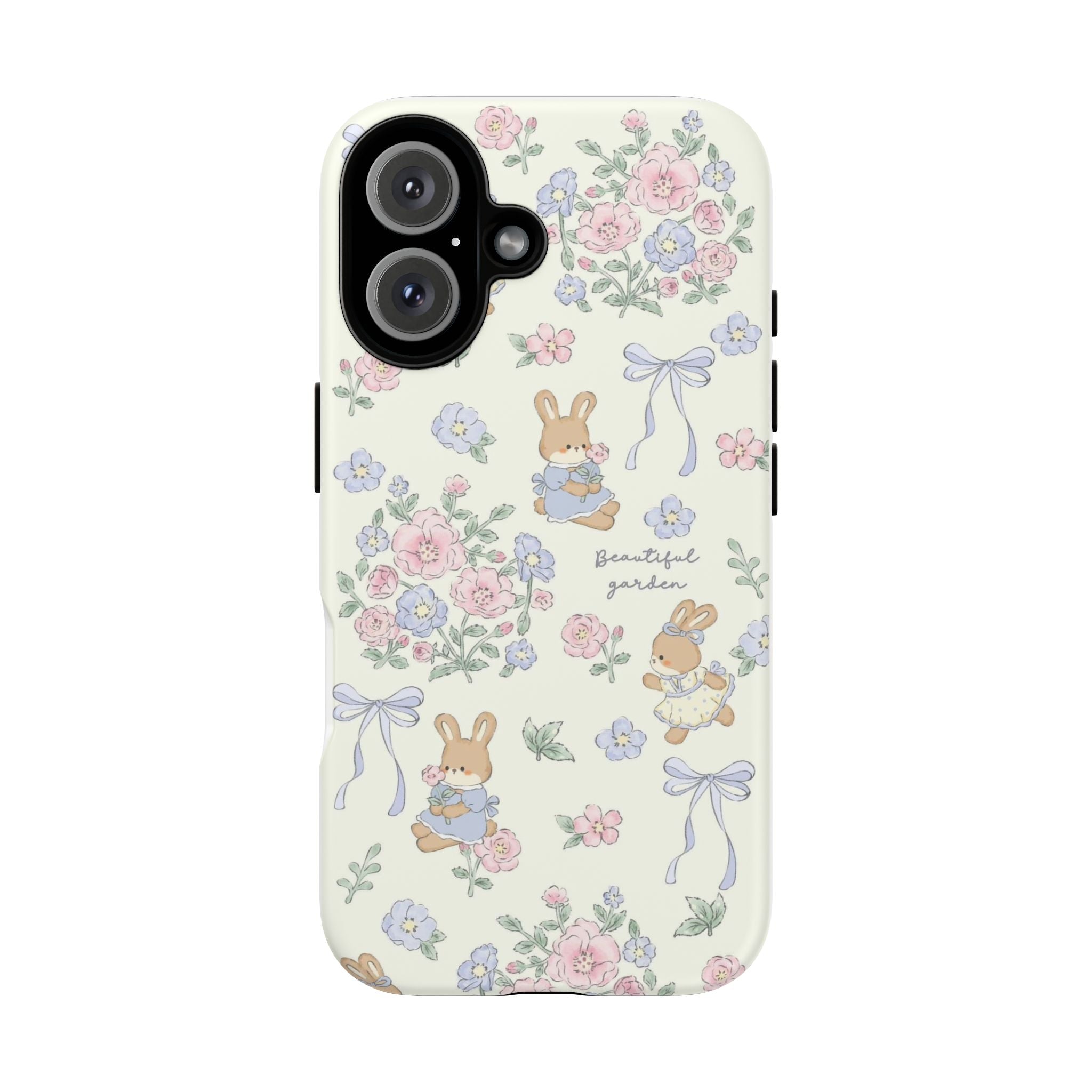 Floral Bunny Phone Case — "Beautiful Garden" Protective iPhone Cover