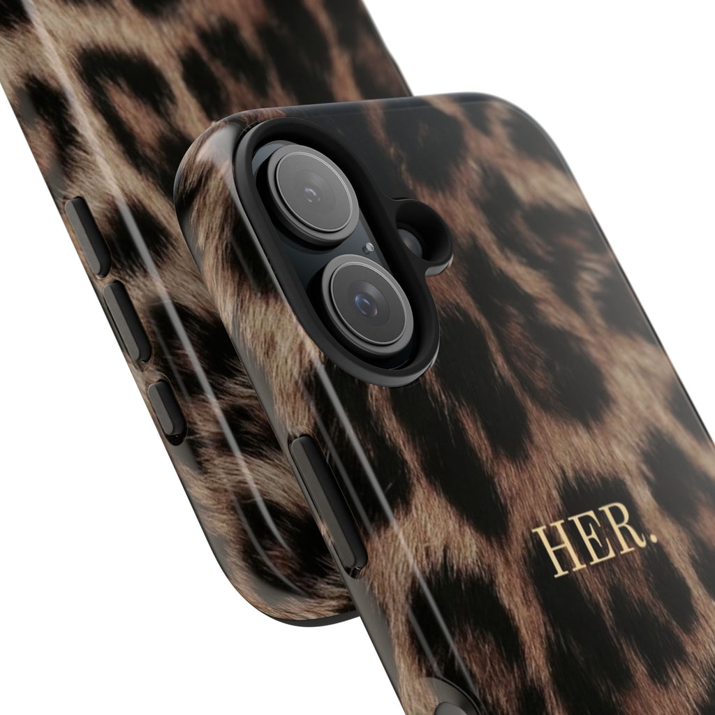 Leopard Print 'HER.' Tough Phone Case — Stylish Protective iPhone Cover