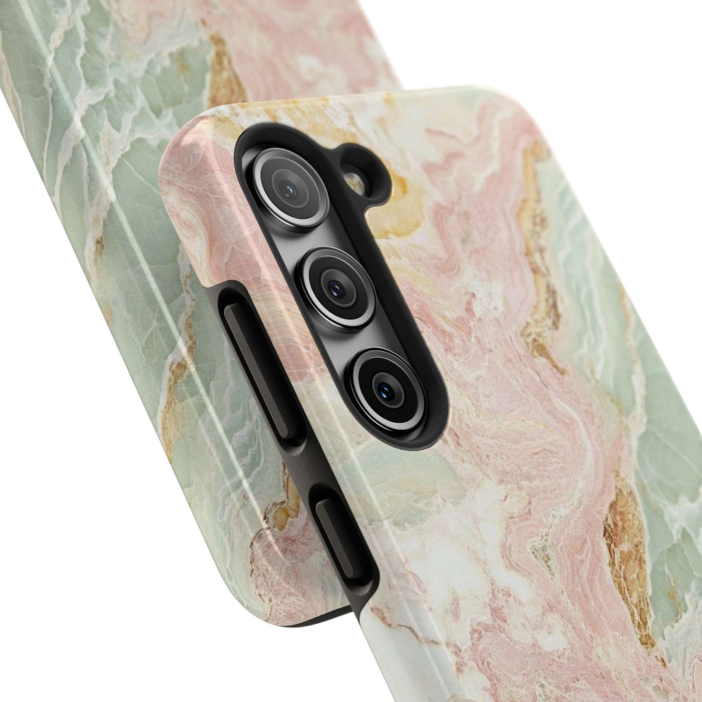 Pastel Marble Tough Phone Case – Protective iPhone Cover with Pink & Mint Swirl